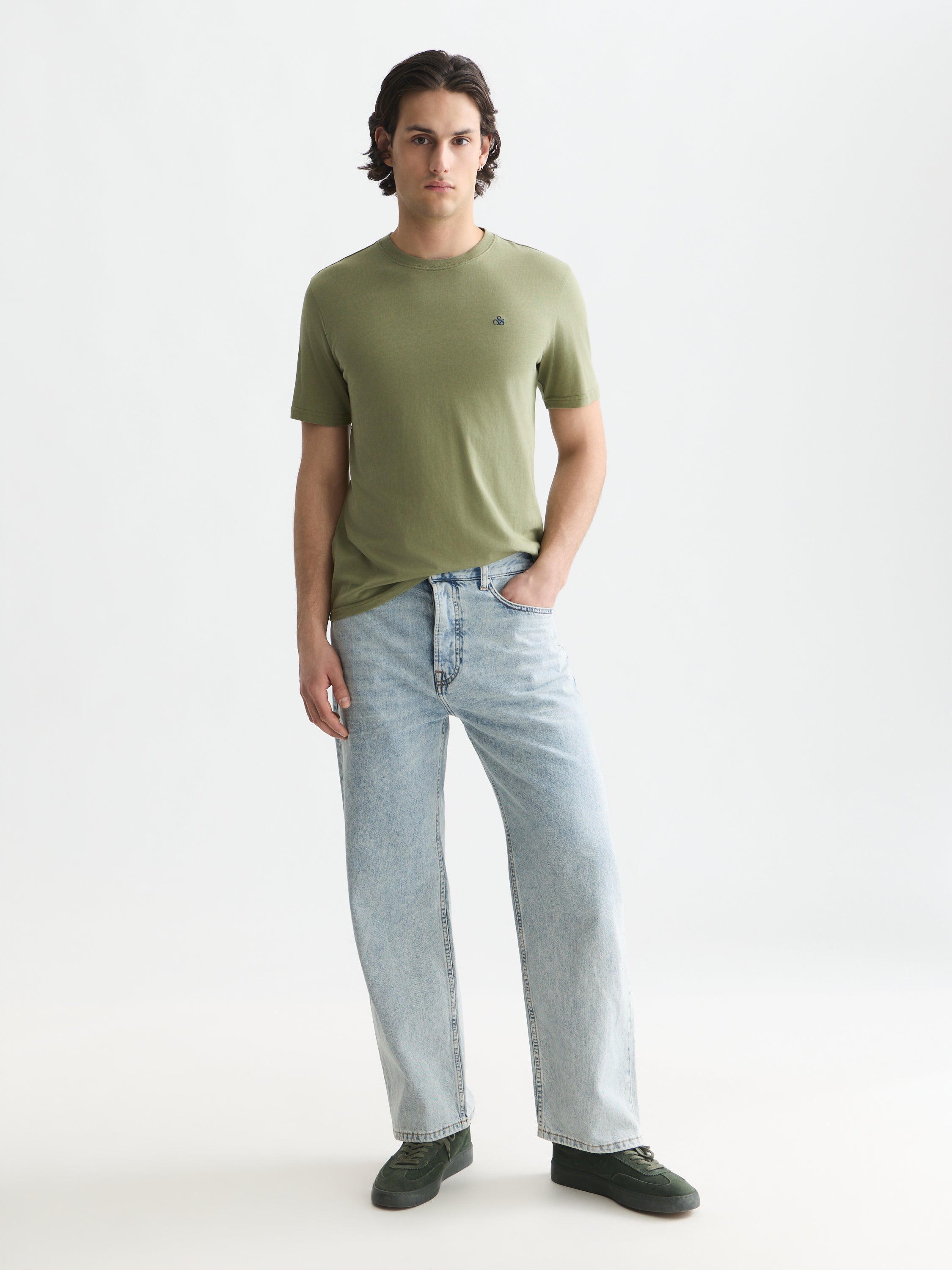 Seasonal Core Chest Logo Regular Fit T-Shirt - Oil Green