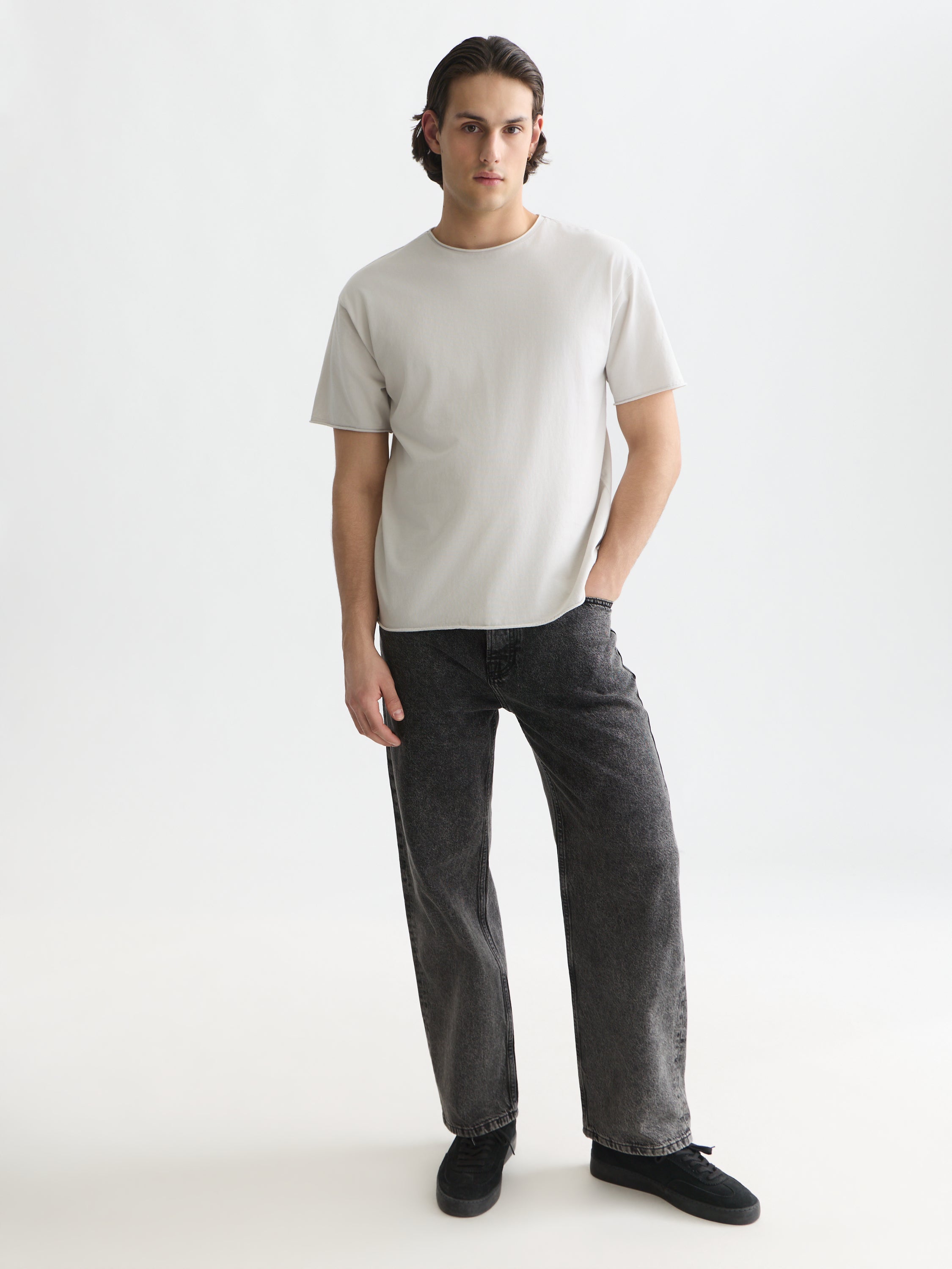 Seasonal Core Raw-Edged Garment-Dyed Relaxed Fit T-Shirt - Grey Dawn