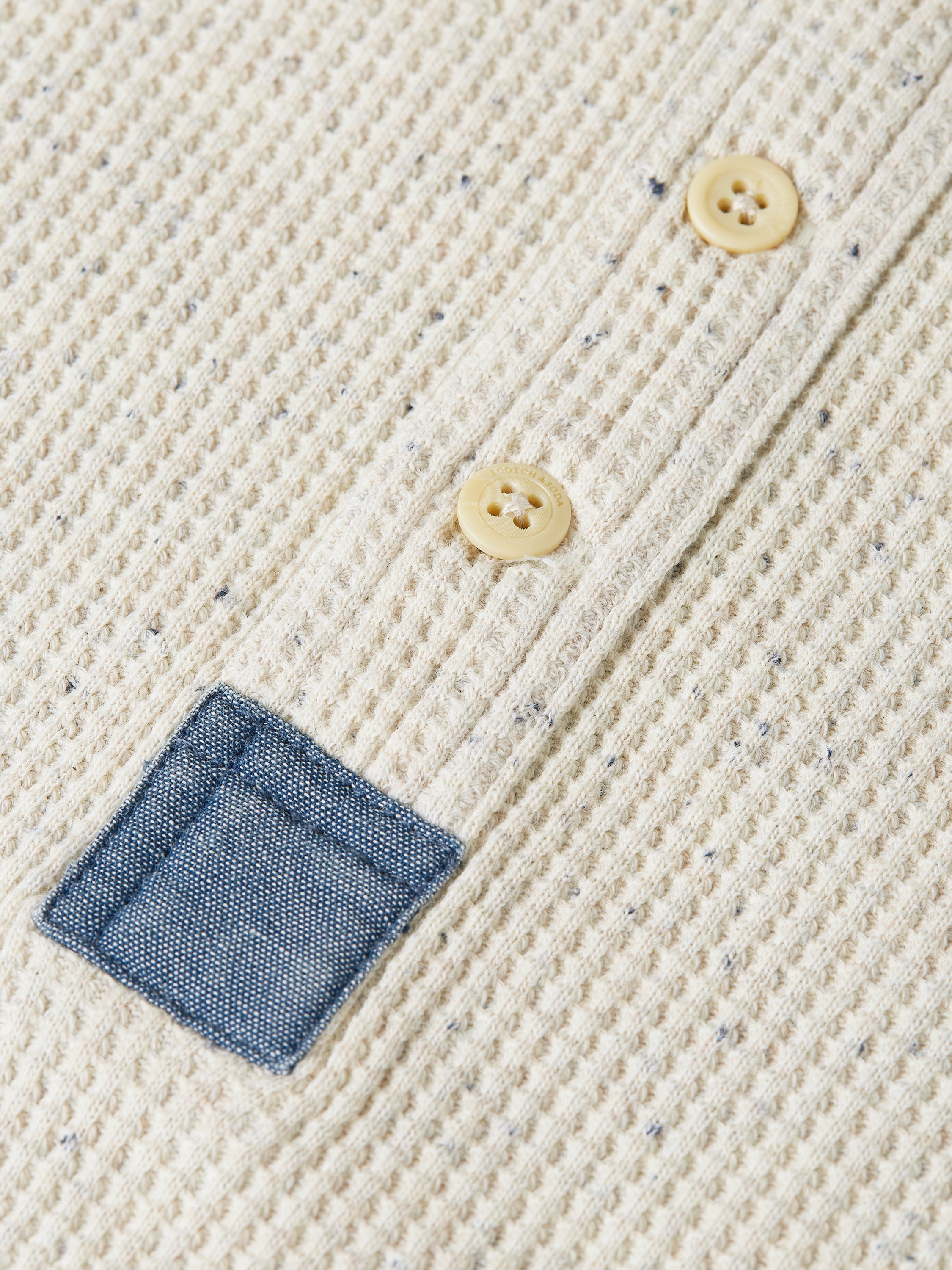 Henley Melange Regular Fit Long-Sleeved T-Shirt - Oatmeal Melange
