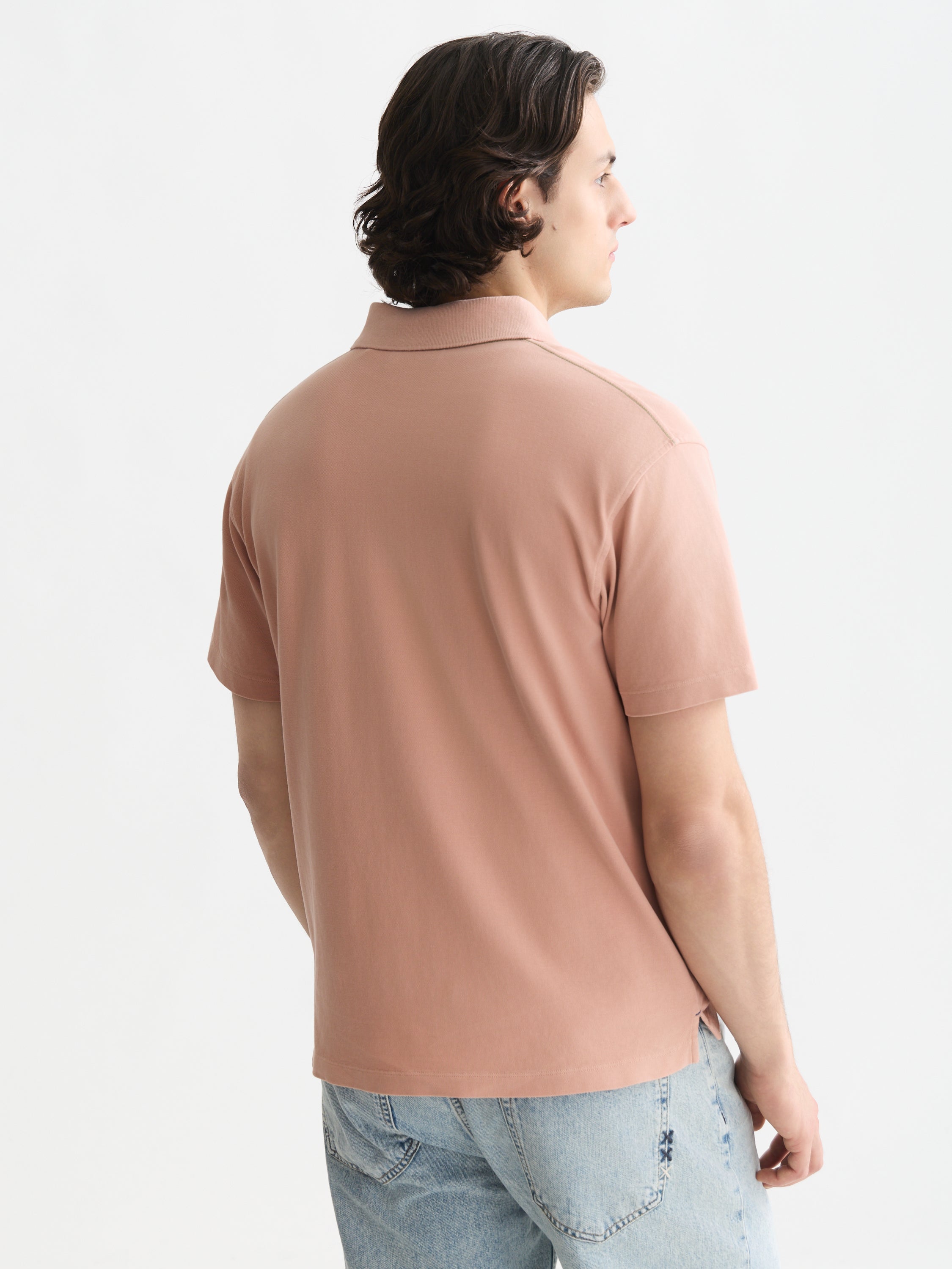 Pique Garment Dyed Relaxed Fit Polo - Misty Rose