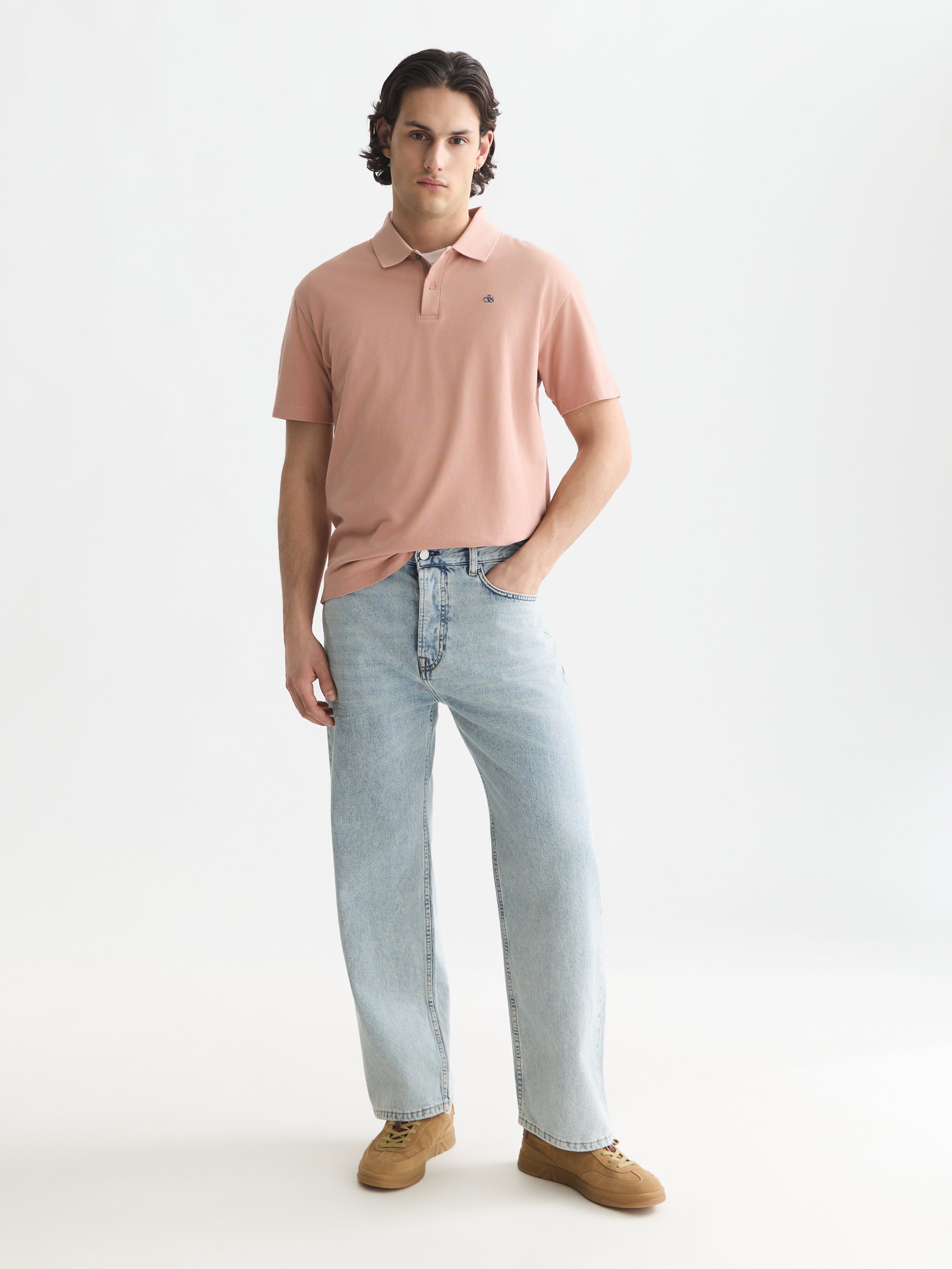 Pique Garment Dyed Relaxed Fit Polo - Misty Rose
