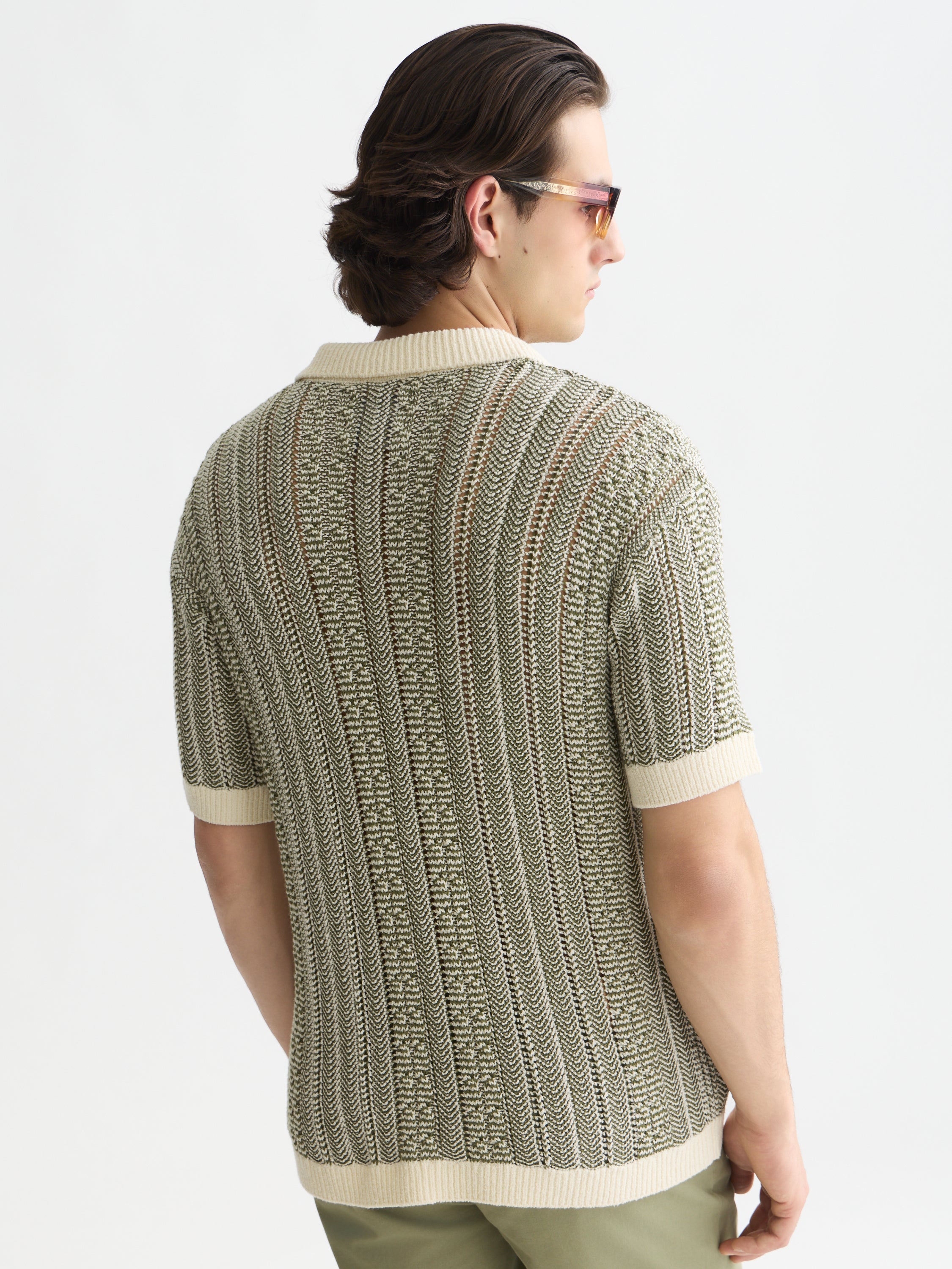 Multi Stitch Extra Dropped Shoulder Polo - Eggnog Melange