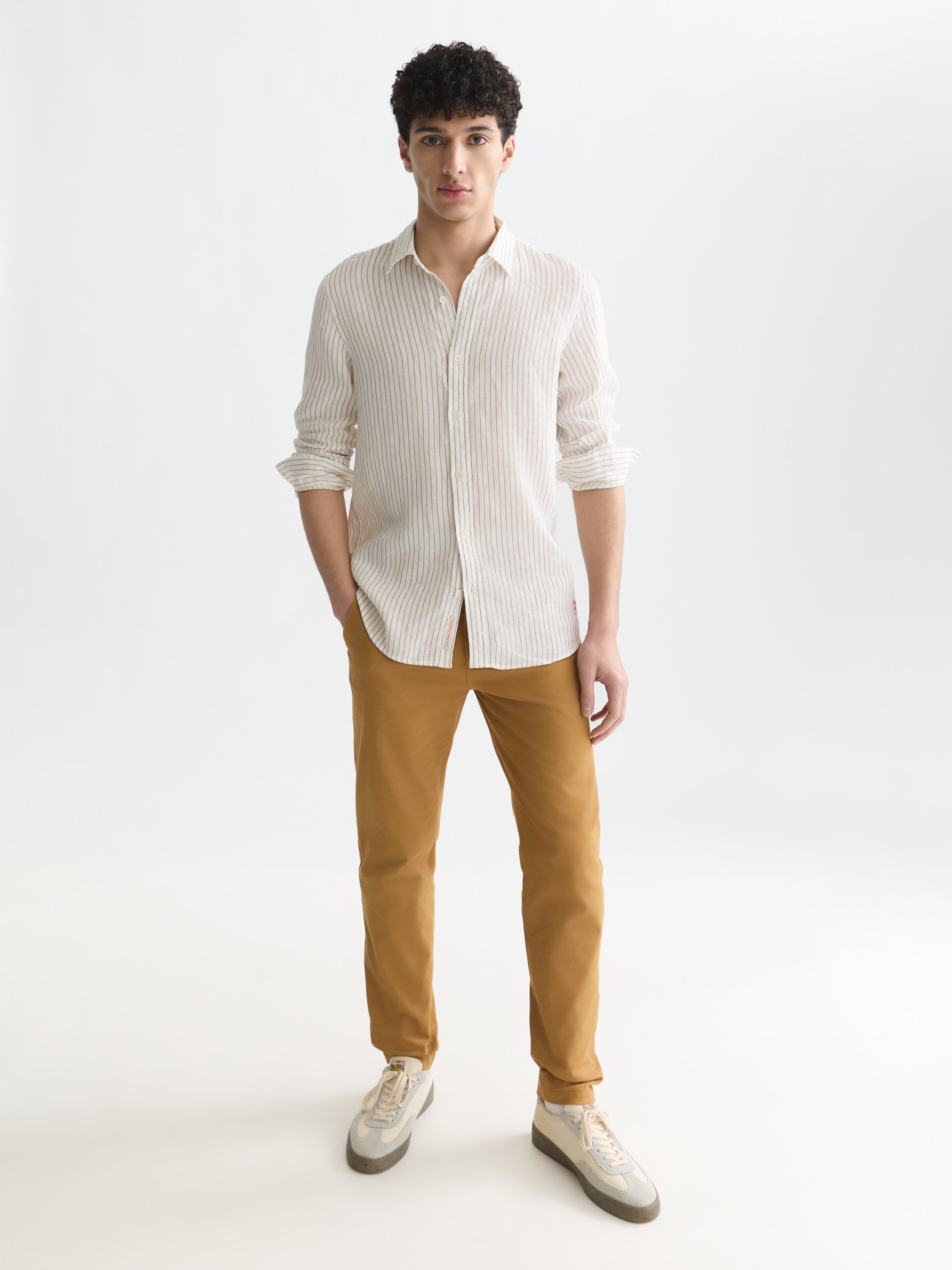Striped Linen Regular Fit Shirt - Dijon Stripe