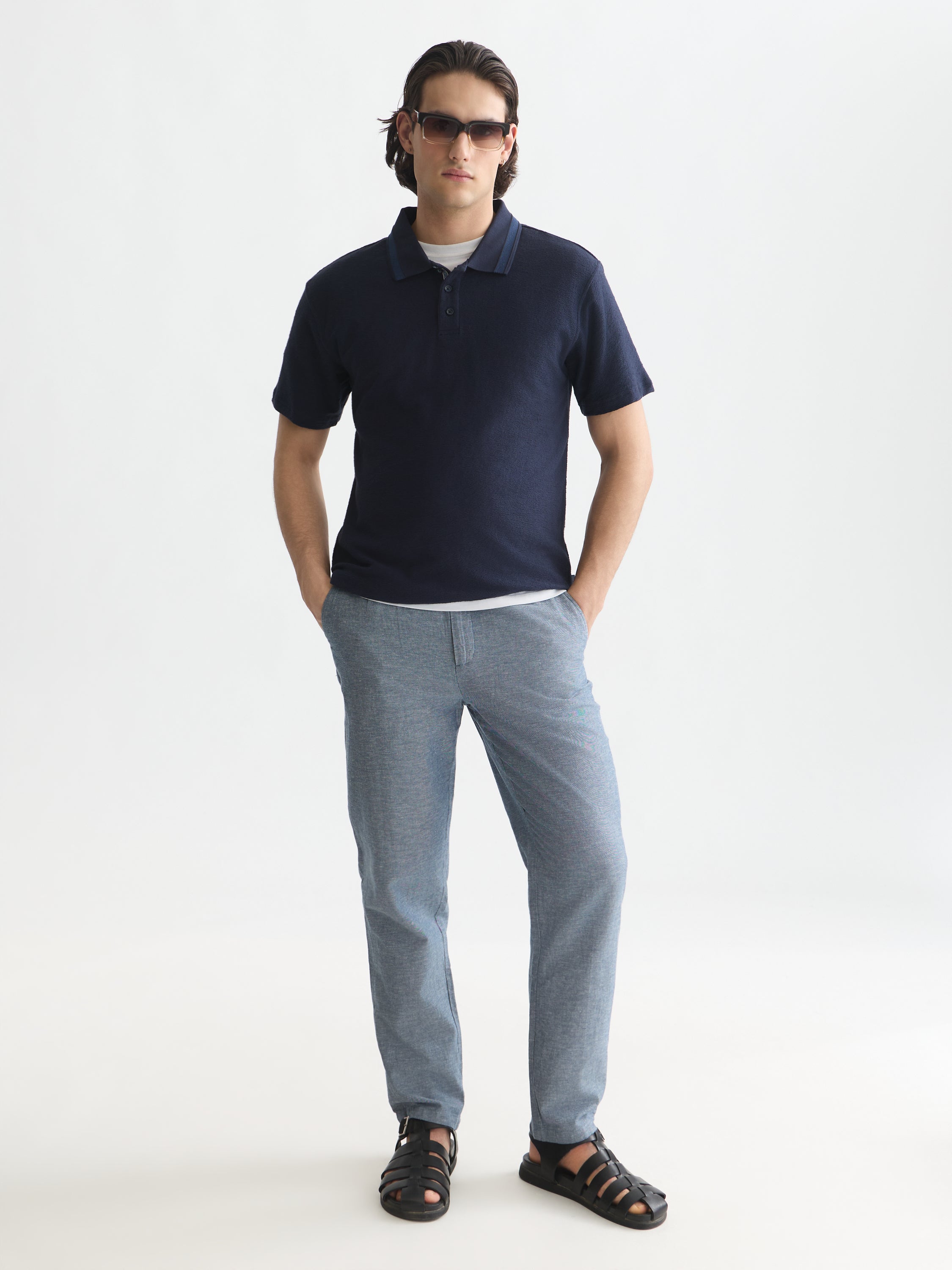 Structured Relaxed Fit Polo - Sky Captain