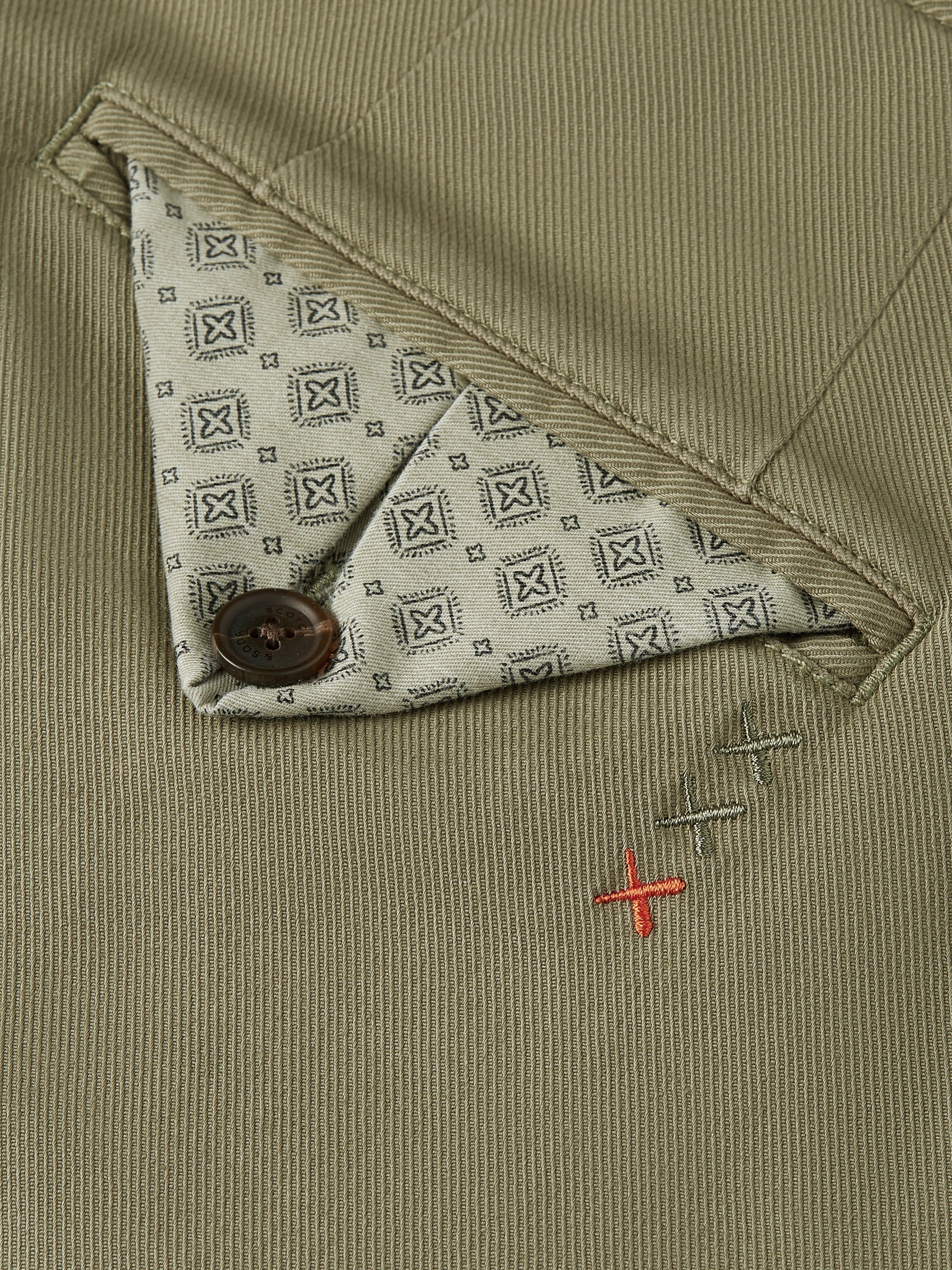 Warren Cotton Blend Twill Belted Chino - Oil Green