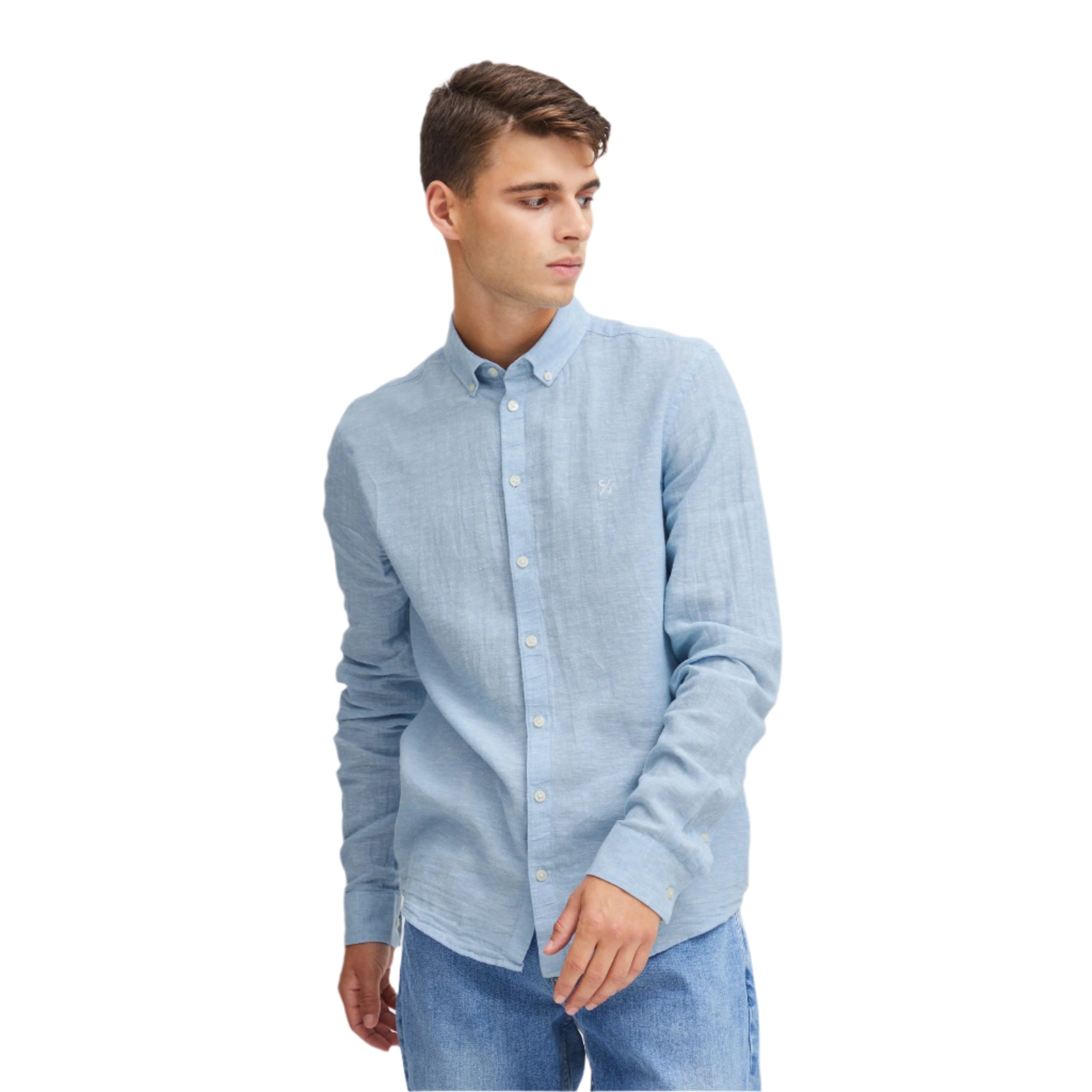 Silver Lake Blue Cfanton Linen Mix Shirt
