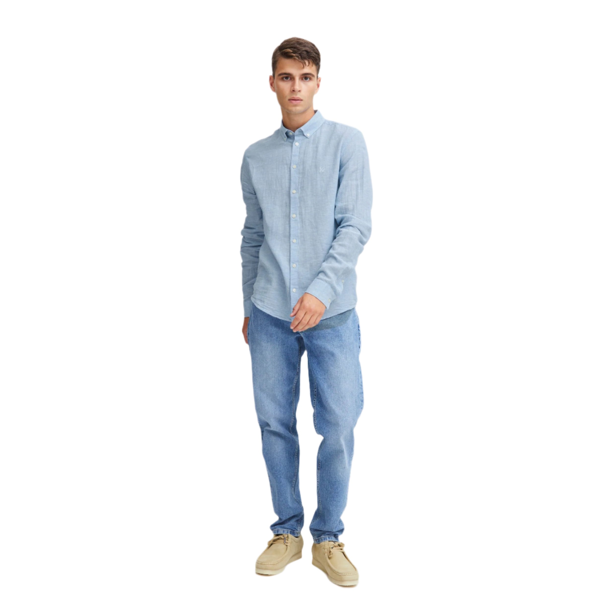 Silver Lake Blue Cfanton Linen Mix Shirt
