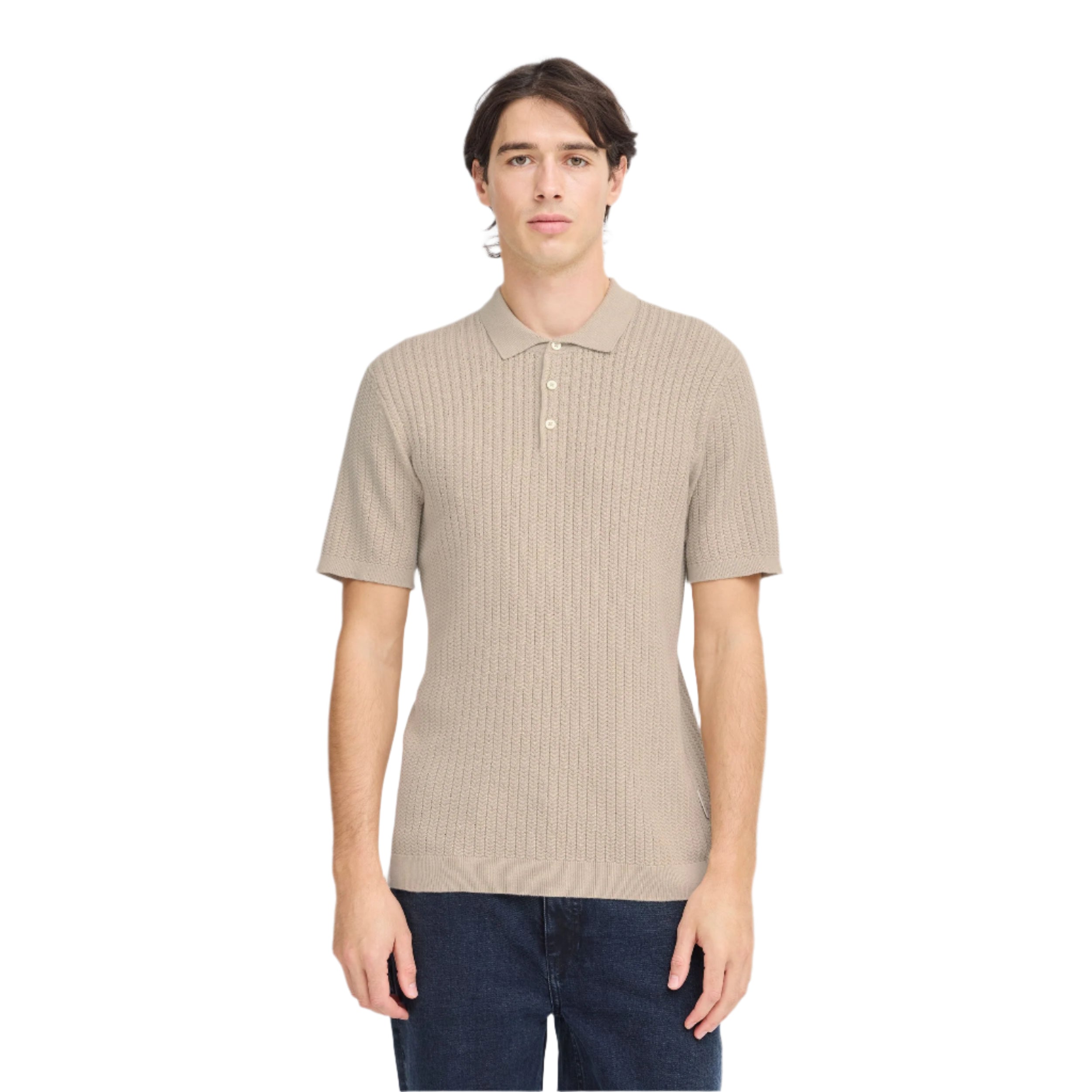 Plaza Taupe Cfkarl structured knit polo