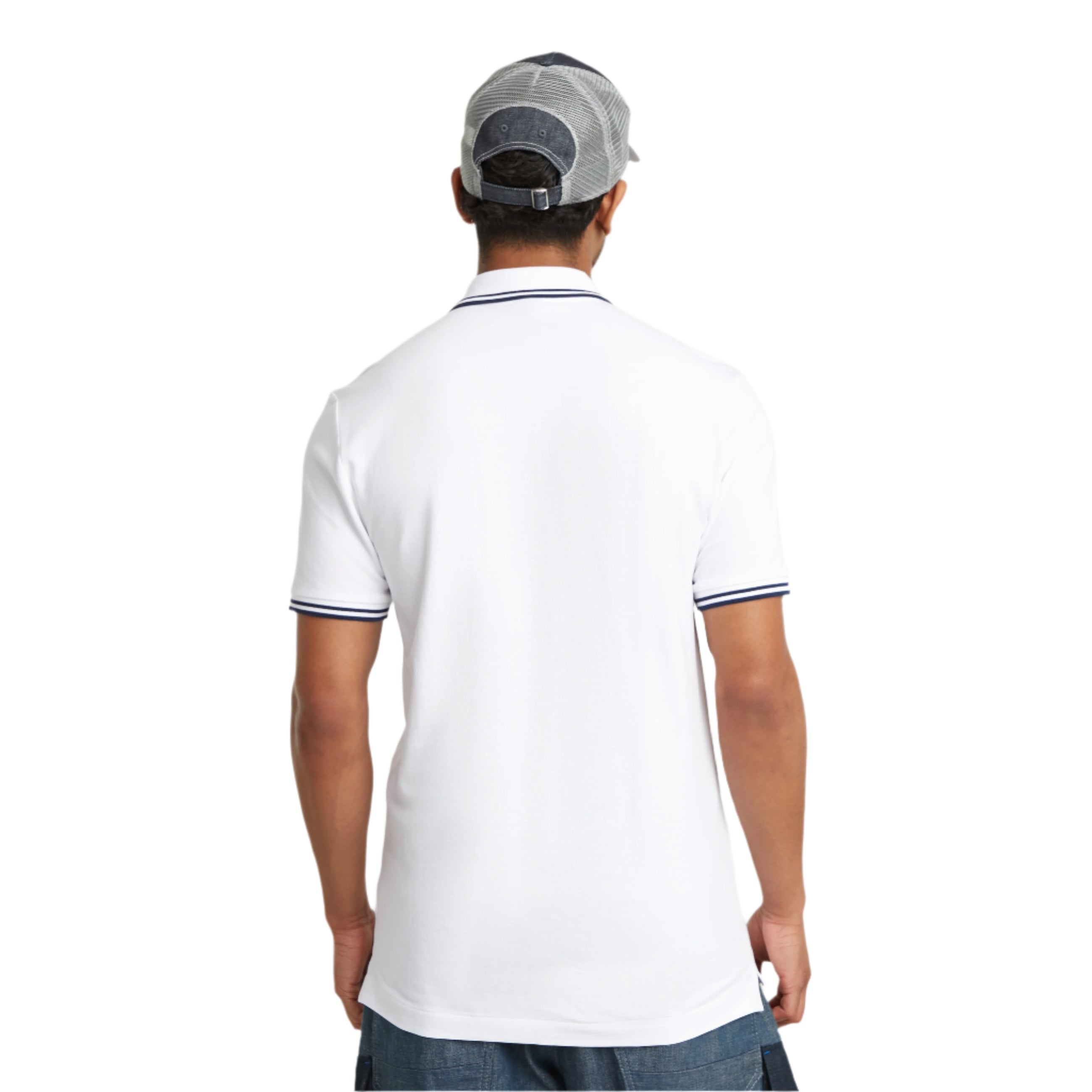 White Dunda Slim Stripe Polo