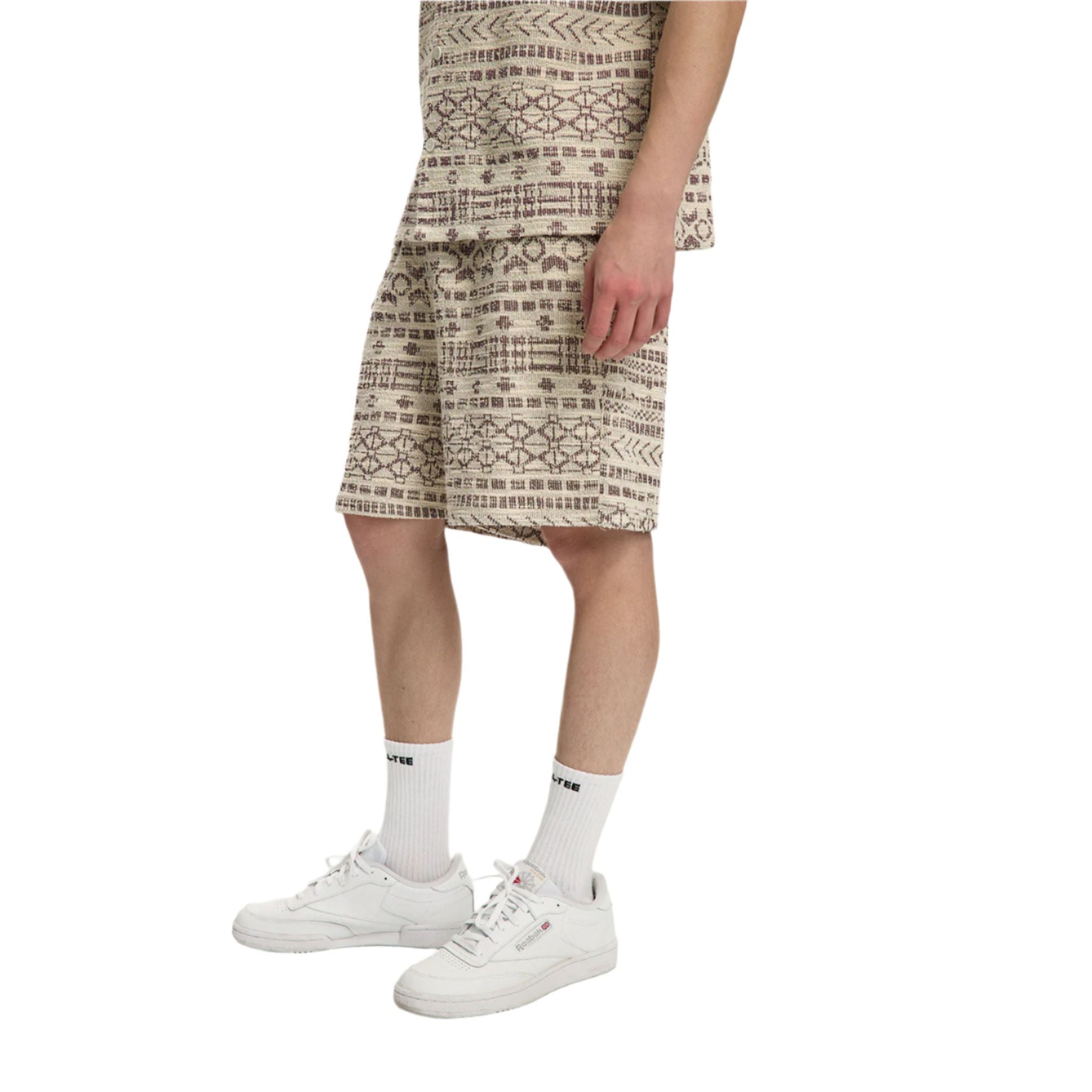 Burgundy Jacquard Tribal Short