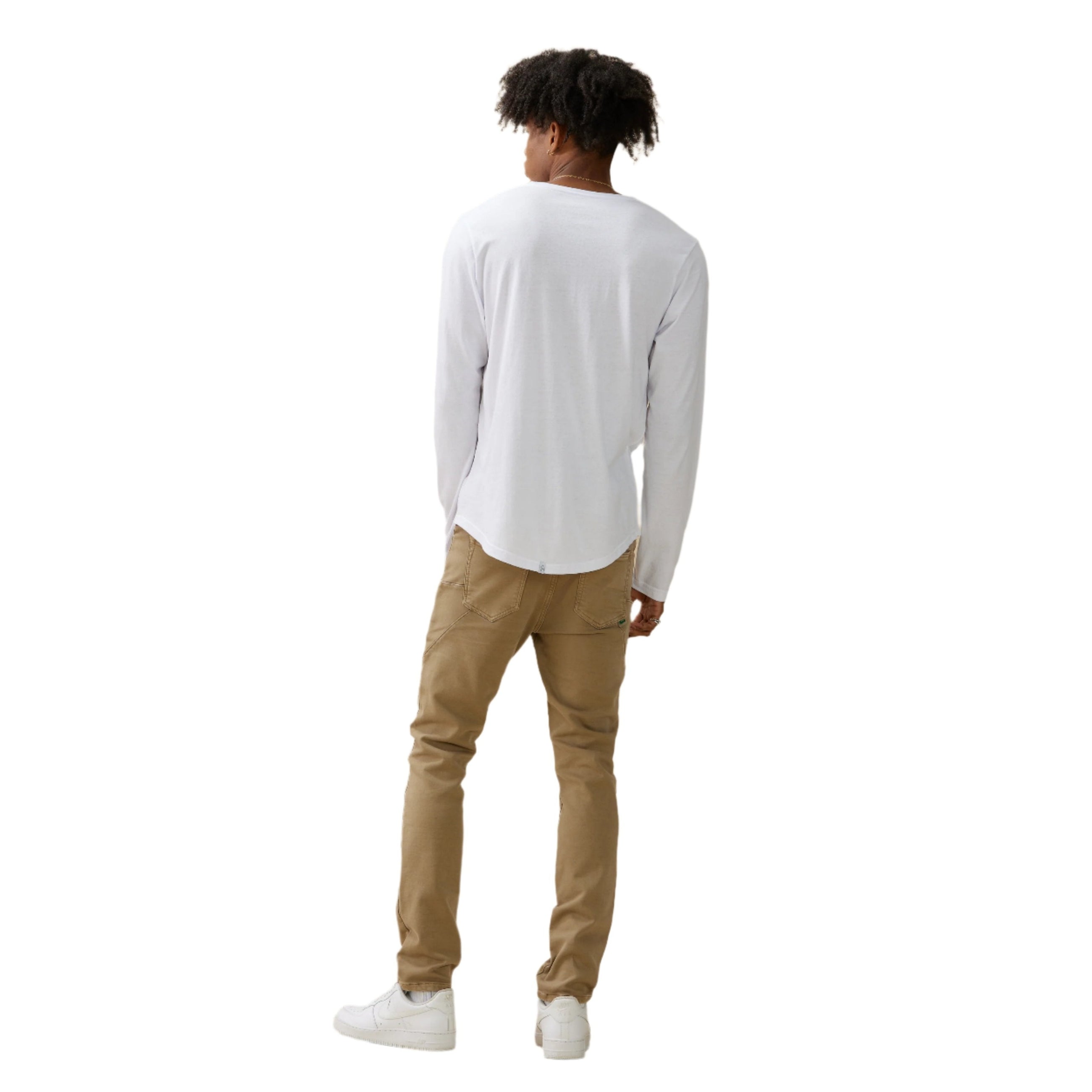 White Long Sleeve Eazy Scoop Tee