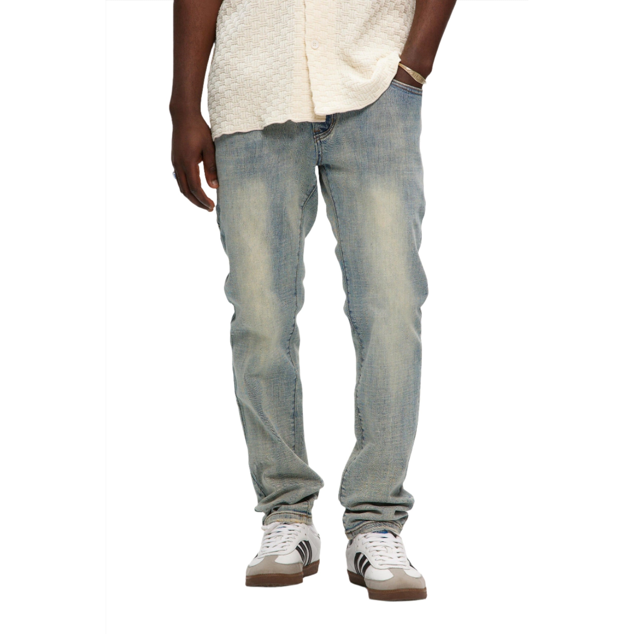 Denim droit slim bleu gris