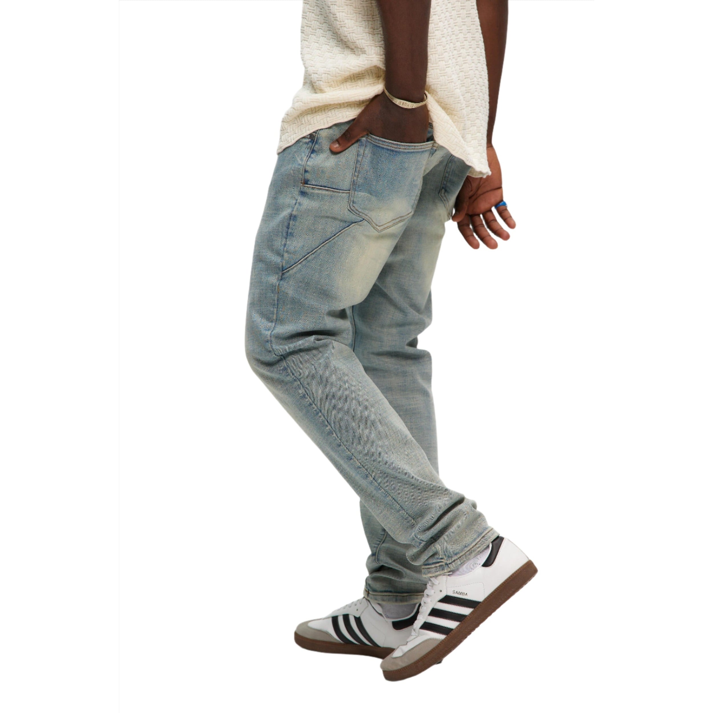 Denim droit slim bleu gris