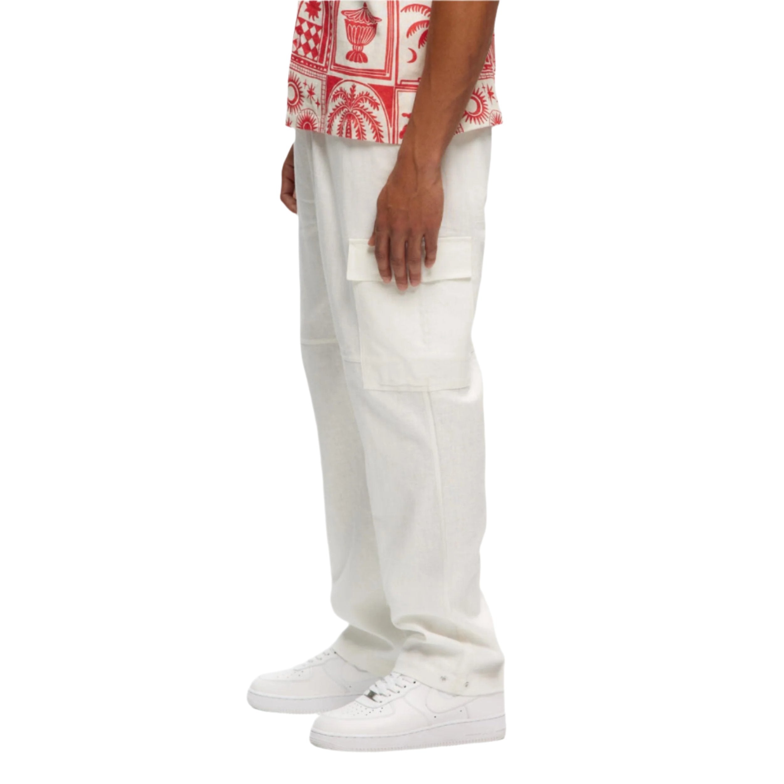White Cargo Linen Pant