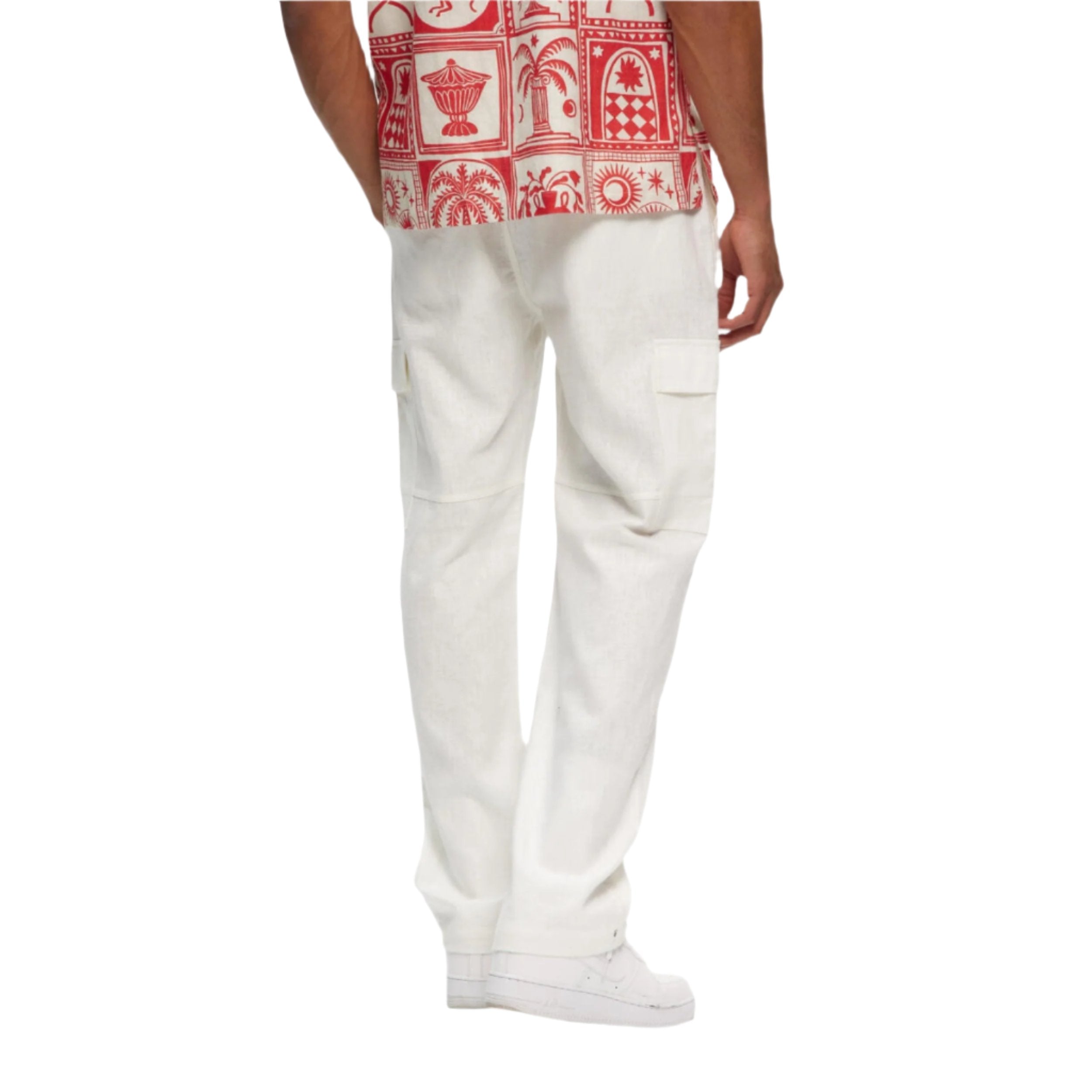 White Cargo Linen Pant
