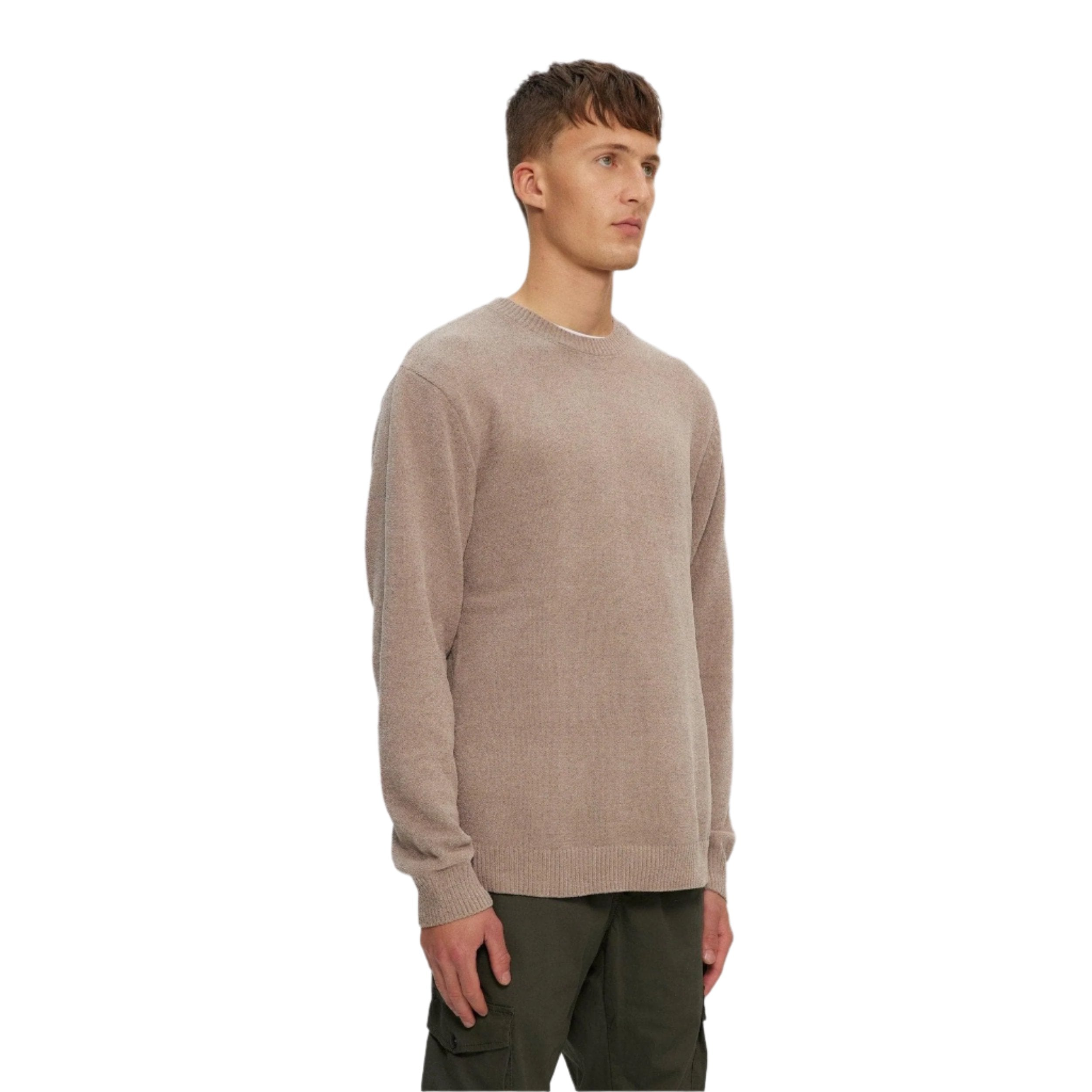 Roasted Cashew Textured Knit Crew