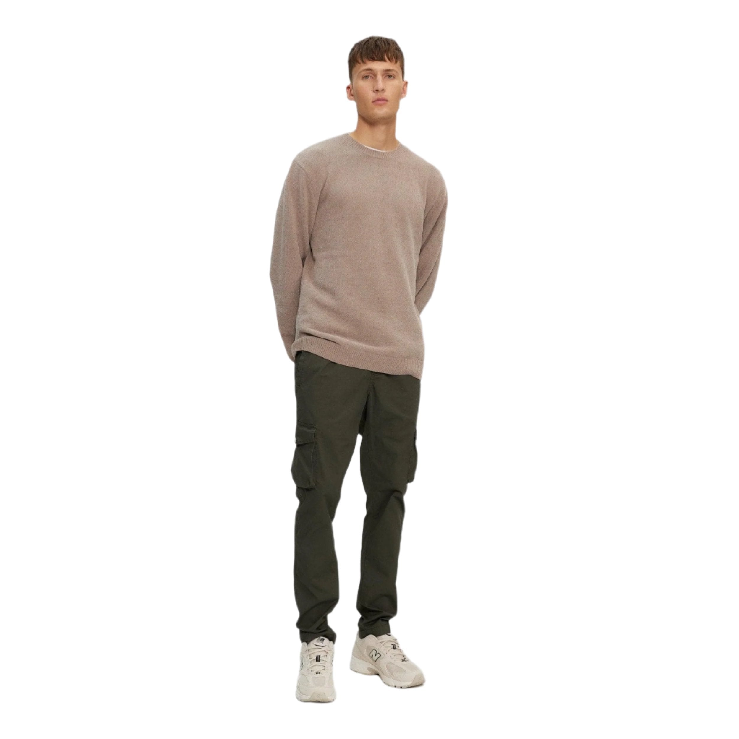 Roasted Cashew Textured Knit Crew