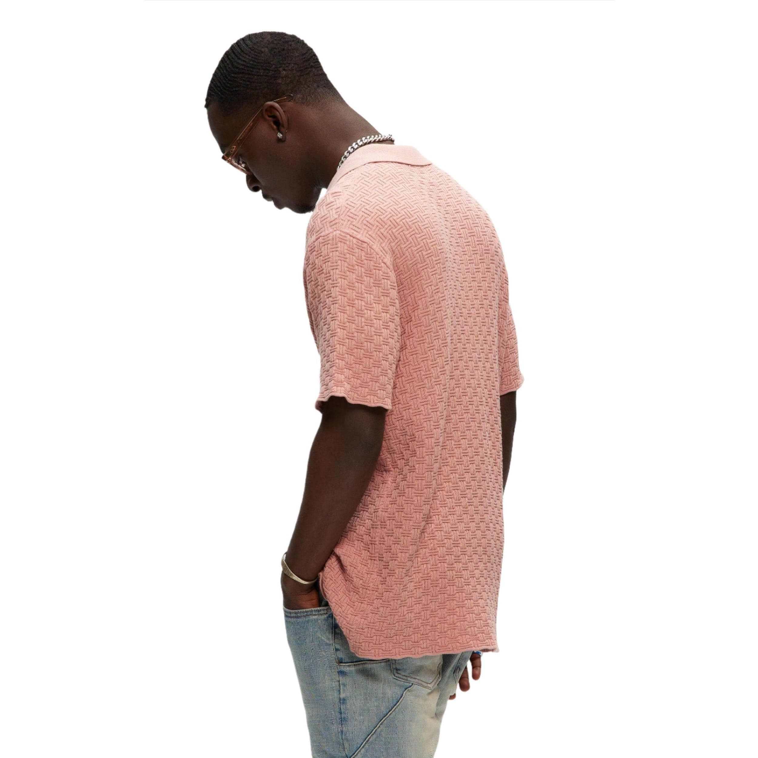 Chemise yacht tricotée rose