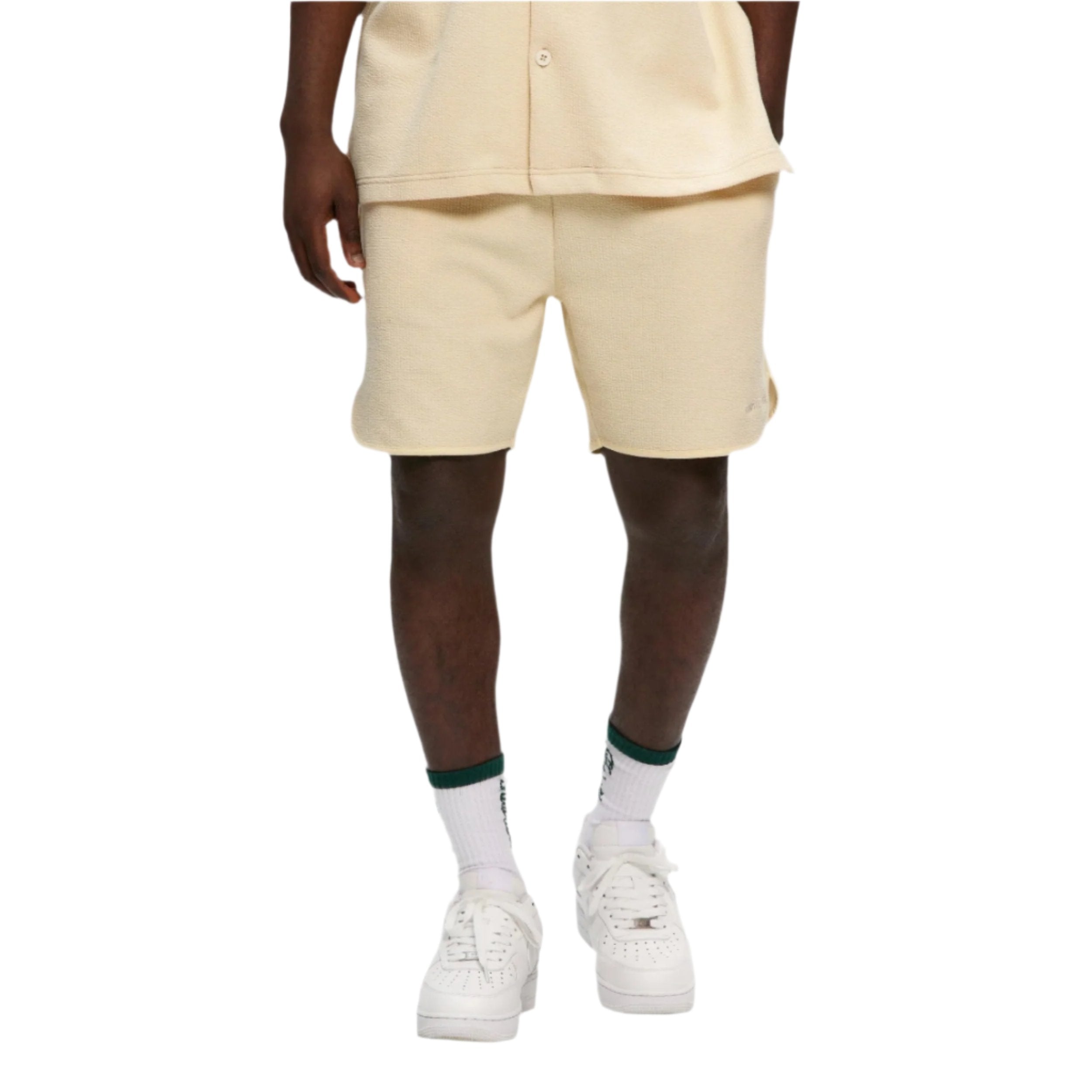 Beige Rib Ringer Shorts