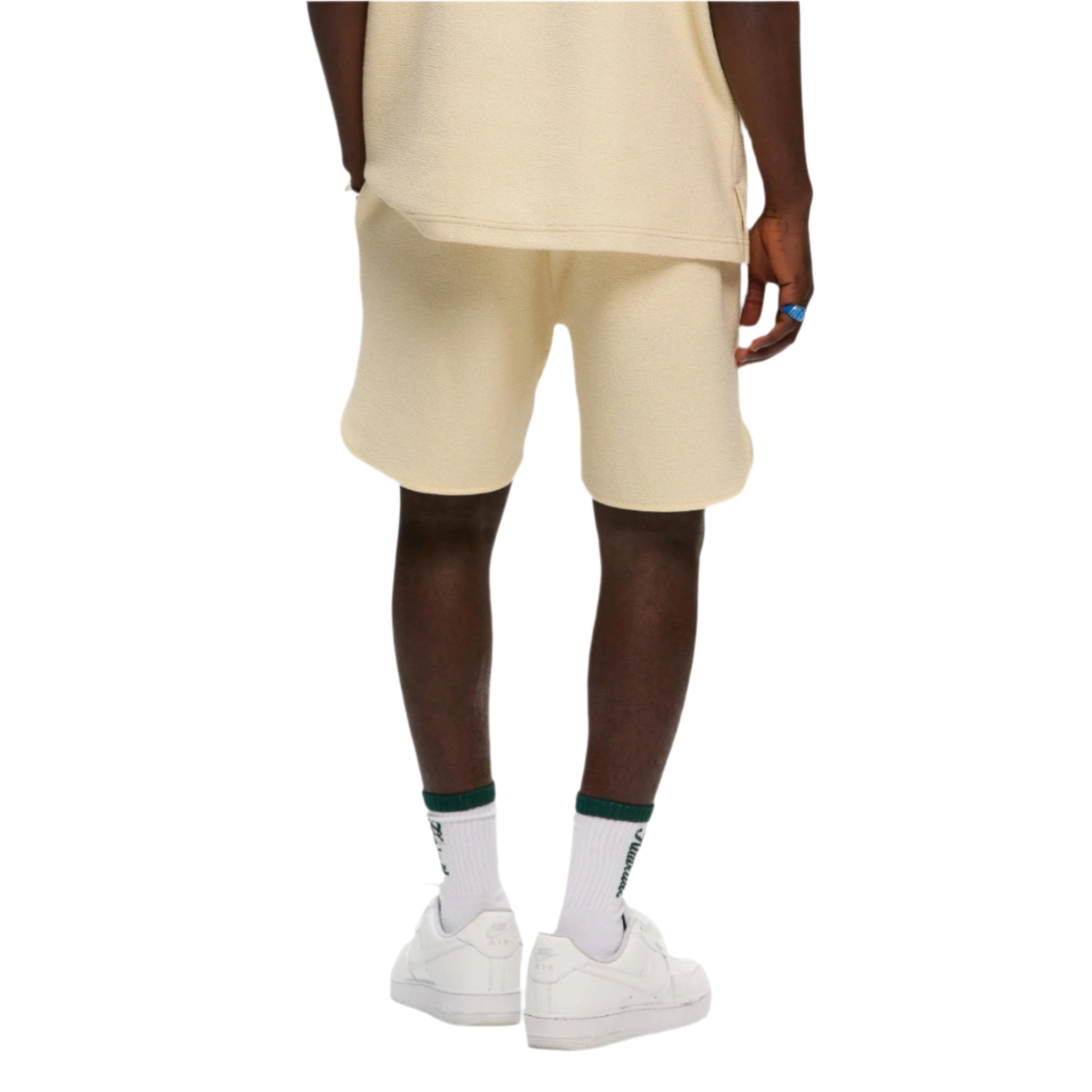 Beige Rib Ringer Shorts