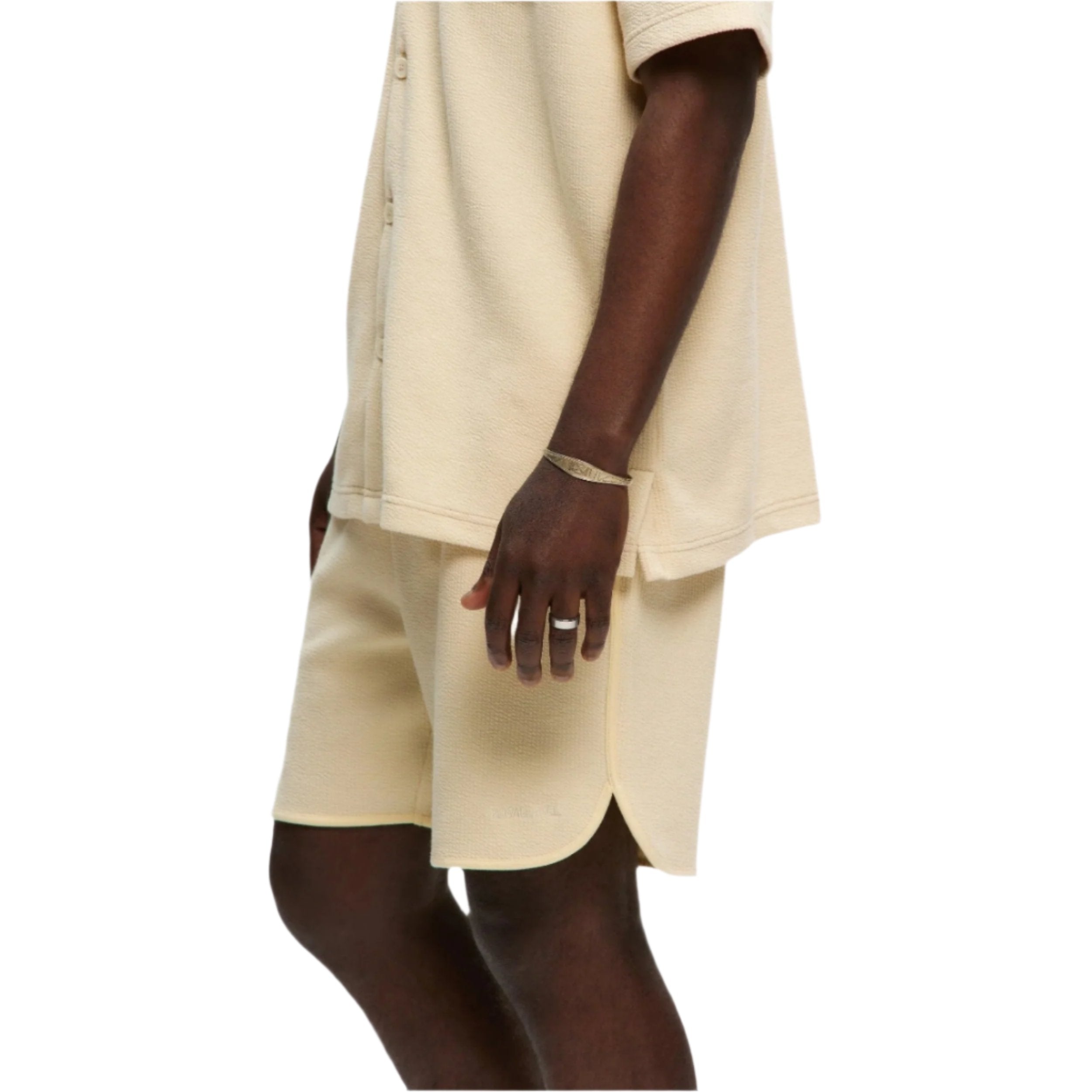 Beige Rib Ringer Shorts