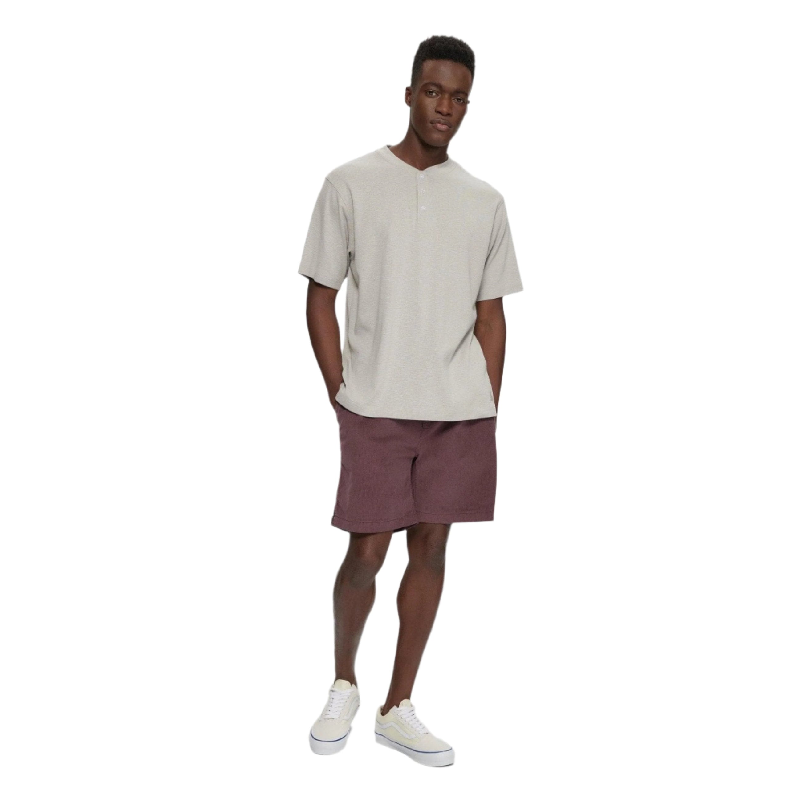 Grey Slub Henley T-Shirt