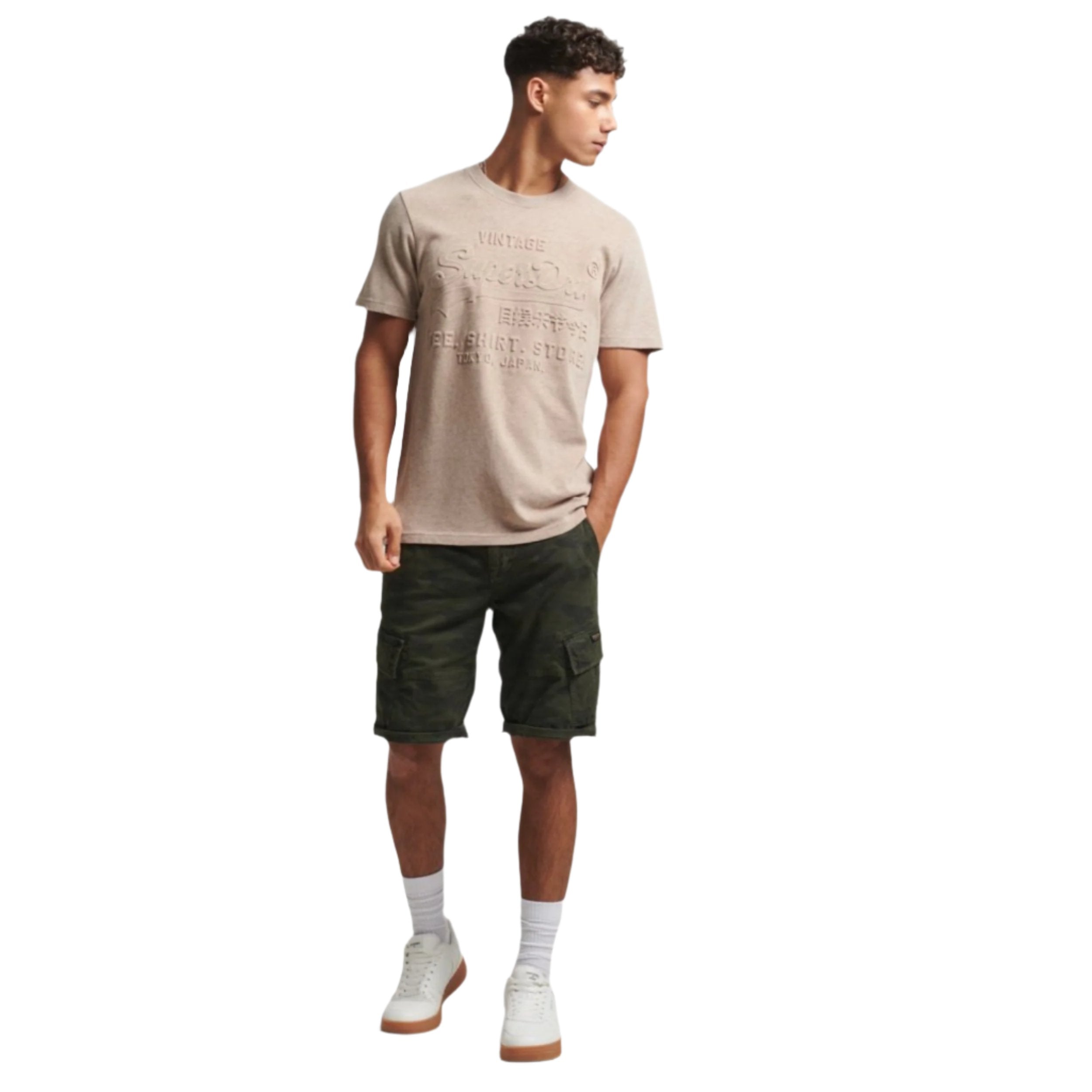 Pastel Beige Snowy Vintage Logo T-Shirt