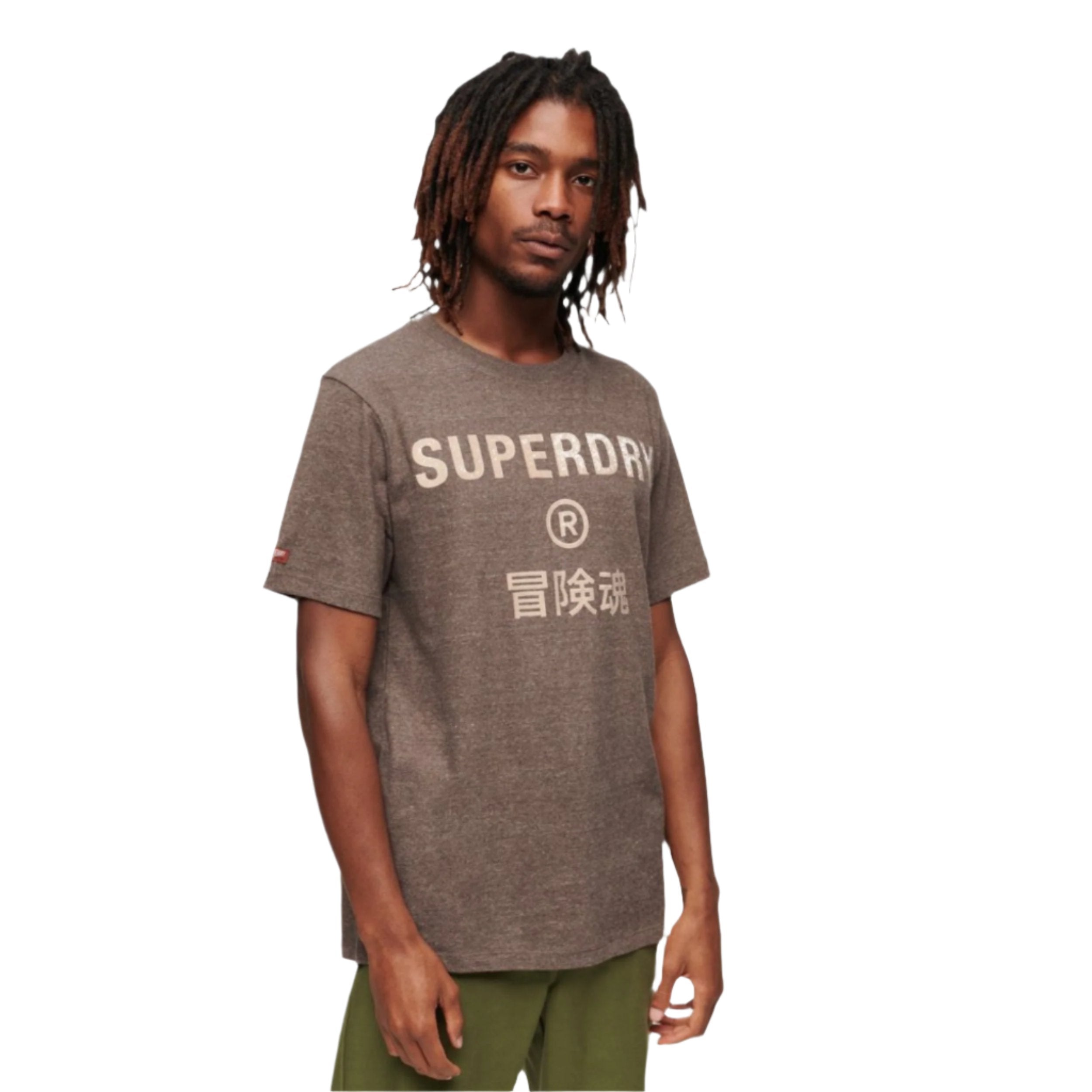 Cocoa Brown Marl Workwear Logo Vintage T-Shirt