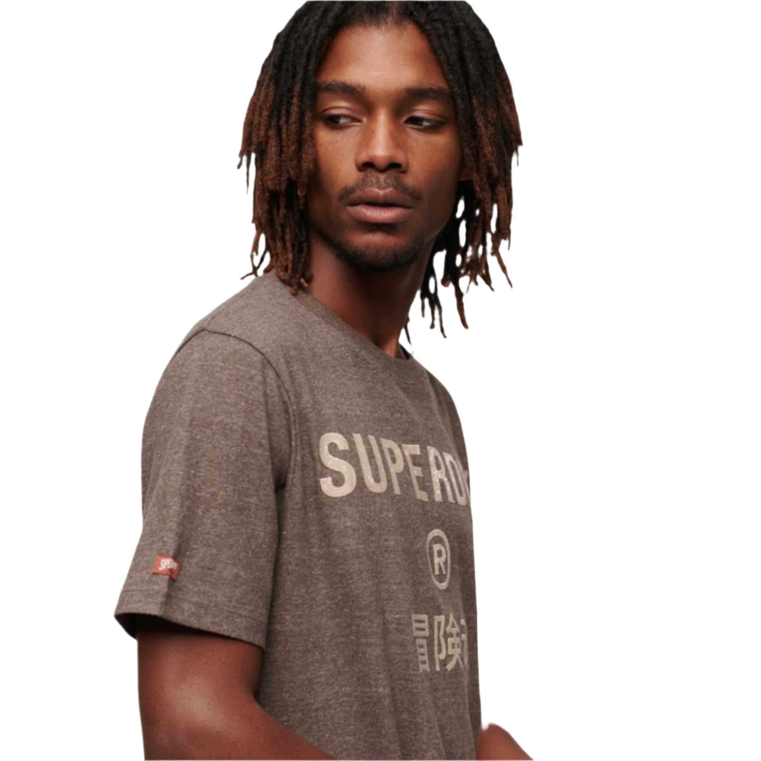 Cocoa Brown Marl Workwear Logo Vintage T-Shirt