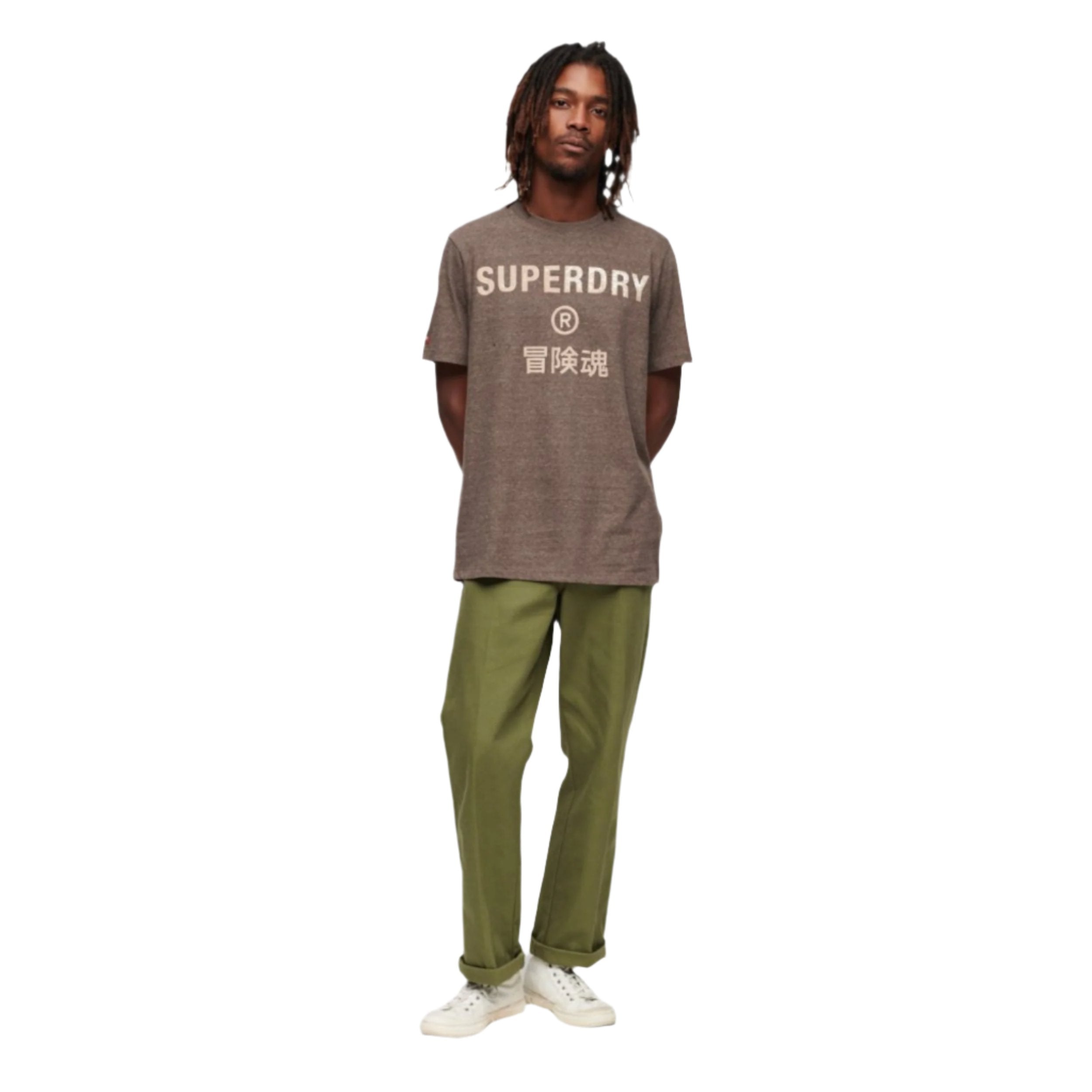 Cocoa Brown Marl Workwear Logo Vintage T-Shirt
