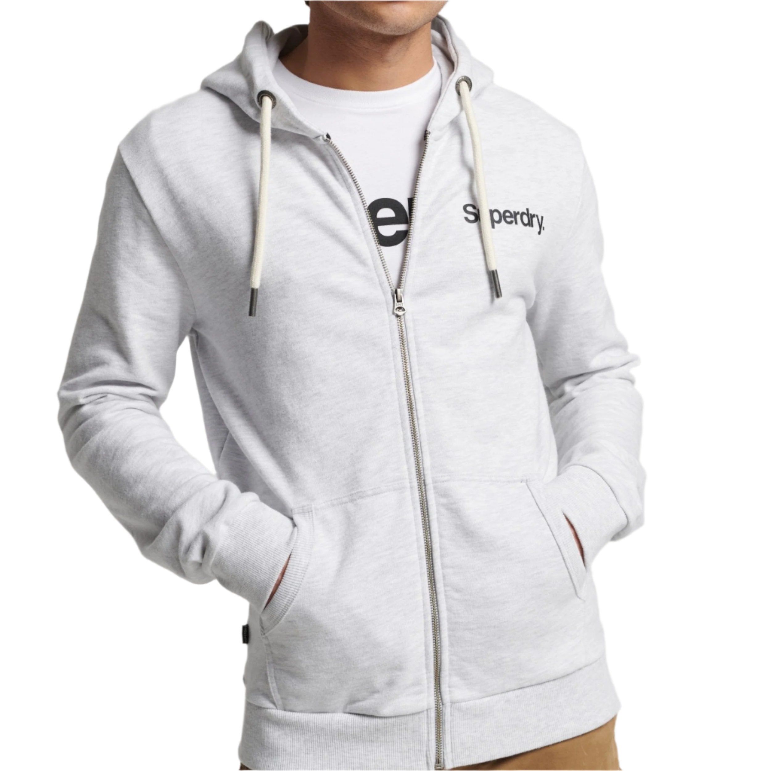 Ice Marl Vintage Core Logo Classic Zip Hoodie
