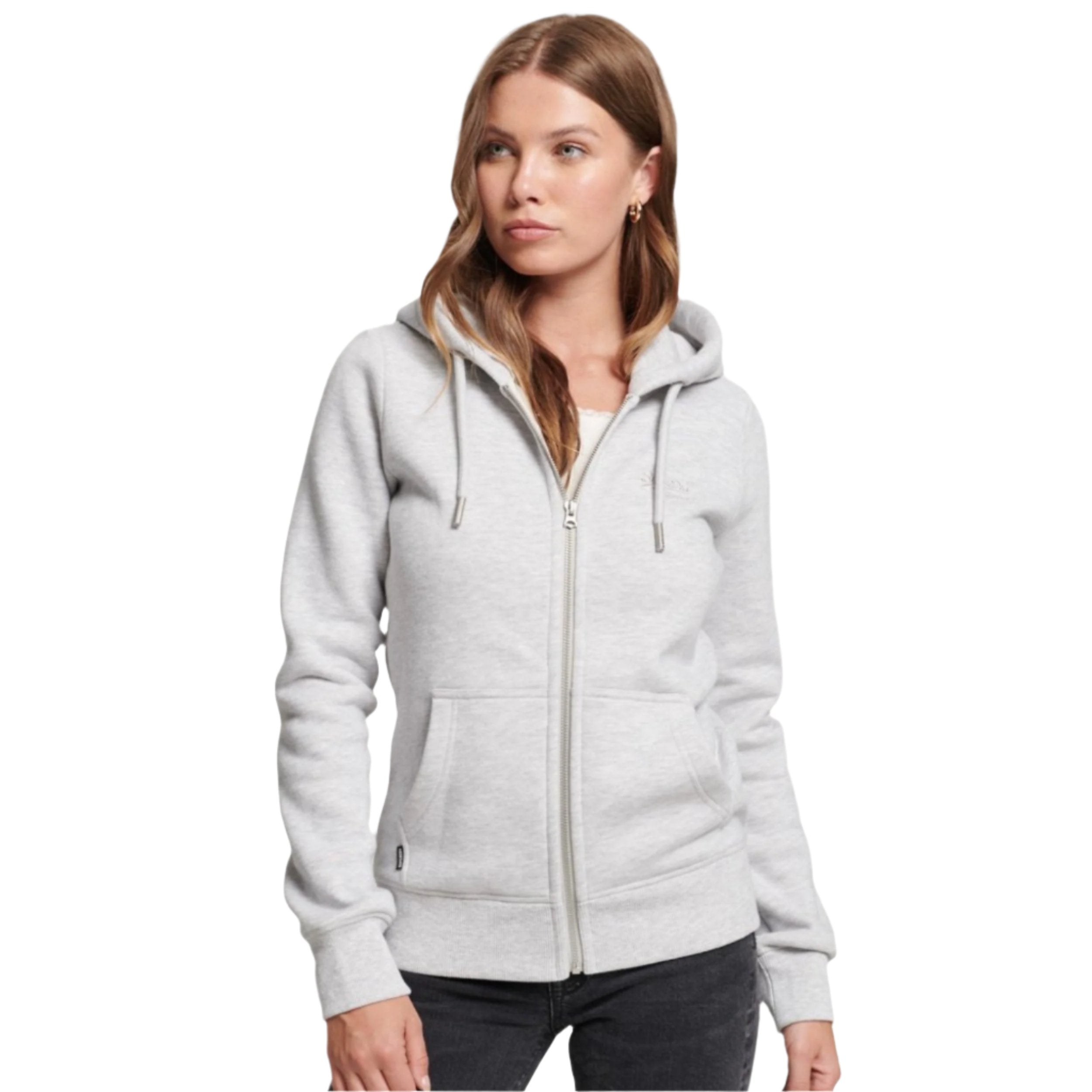 Glacier Grey Marl Vintage Logo Zip Hoodie