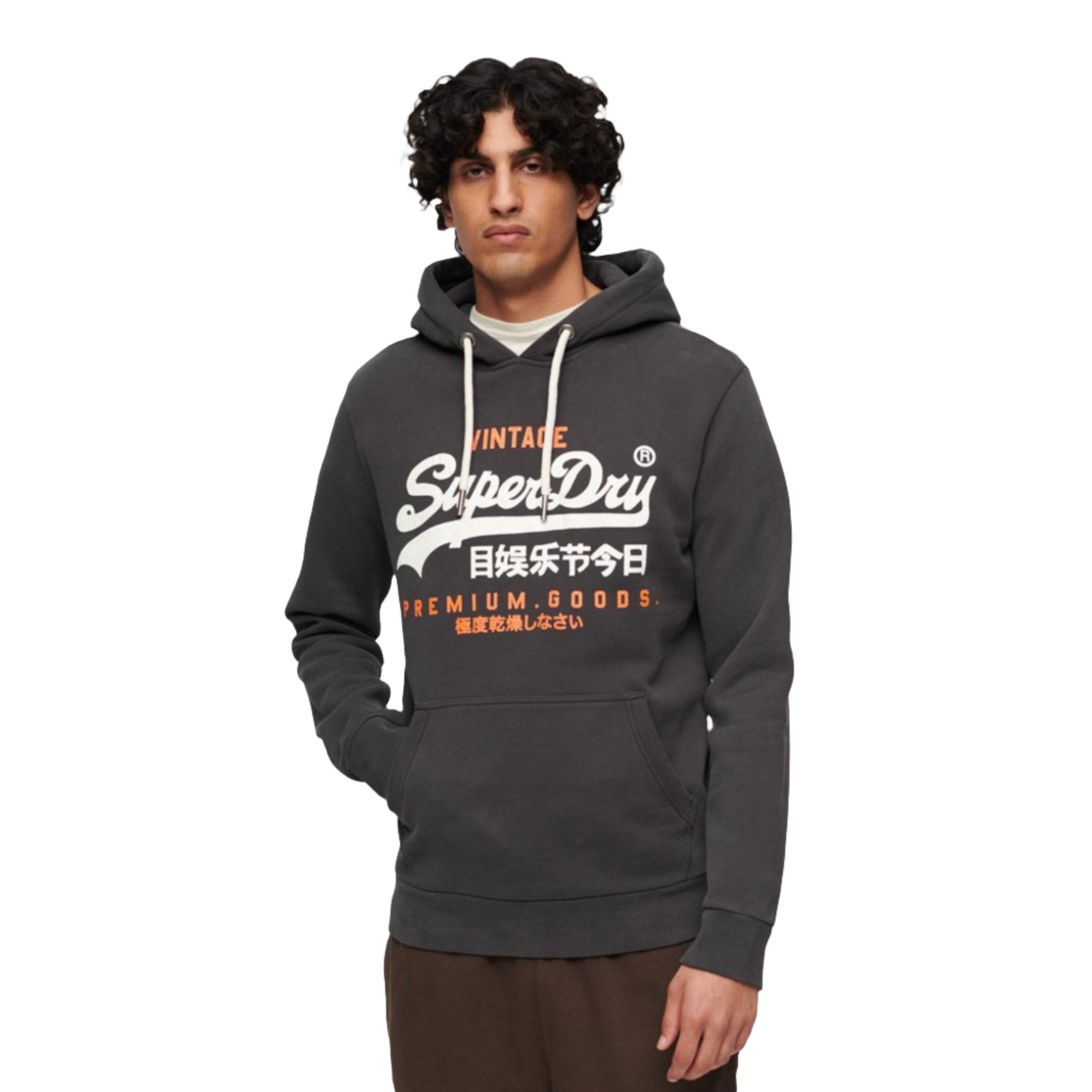 Washed Black Classic Vintage Logo Heritage Hoodie