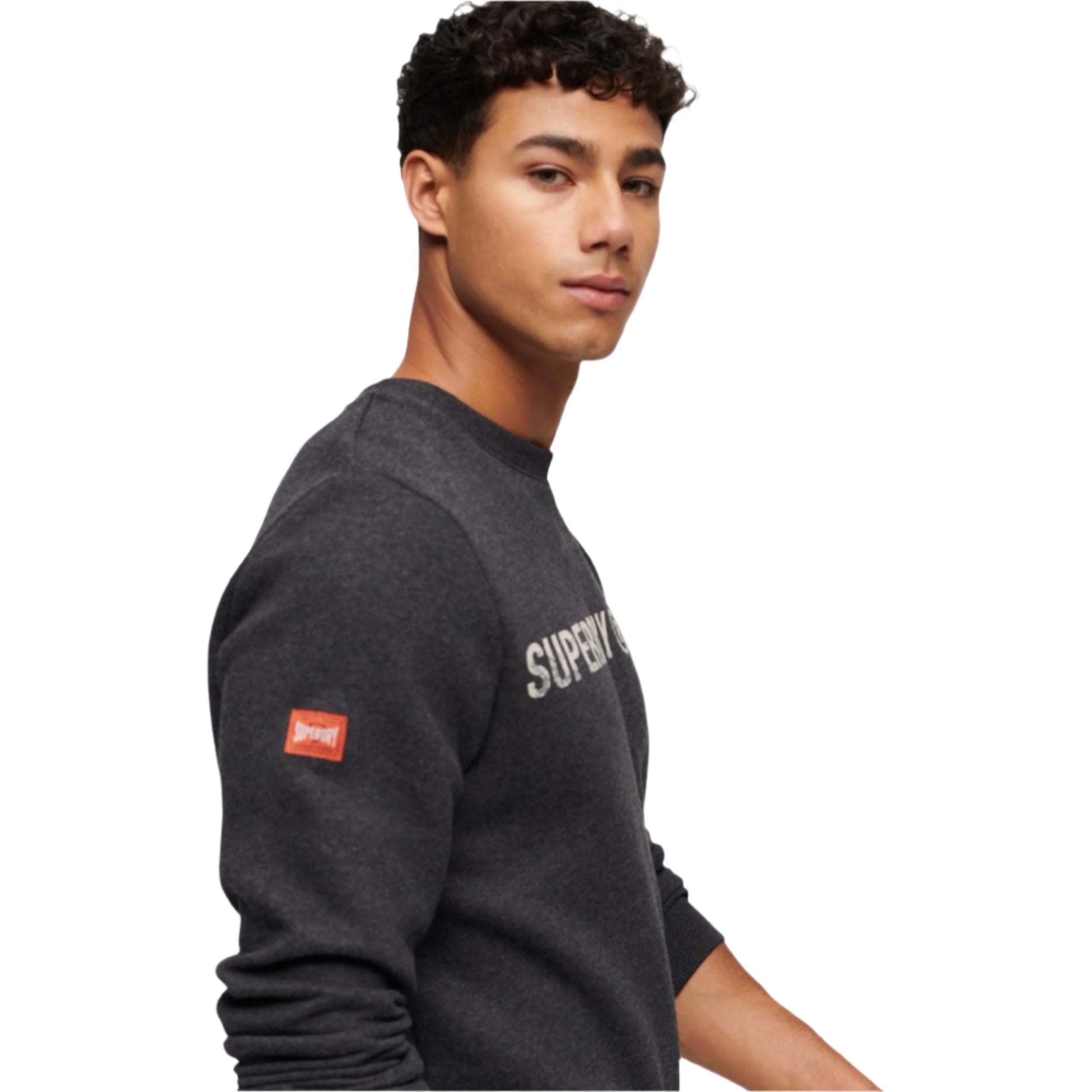 Raven Black Marl Workwear Logo Vintage Sweater