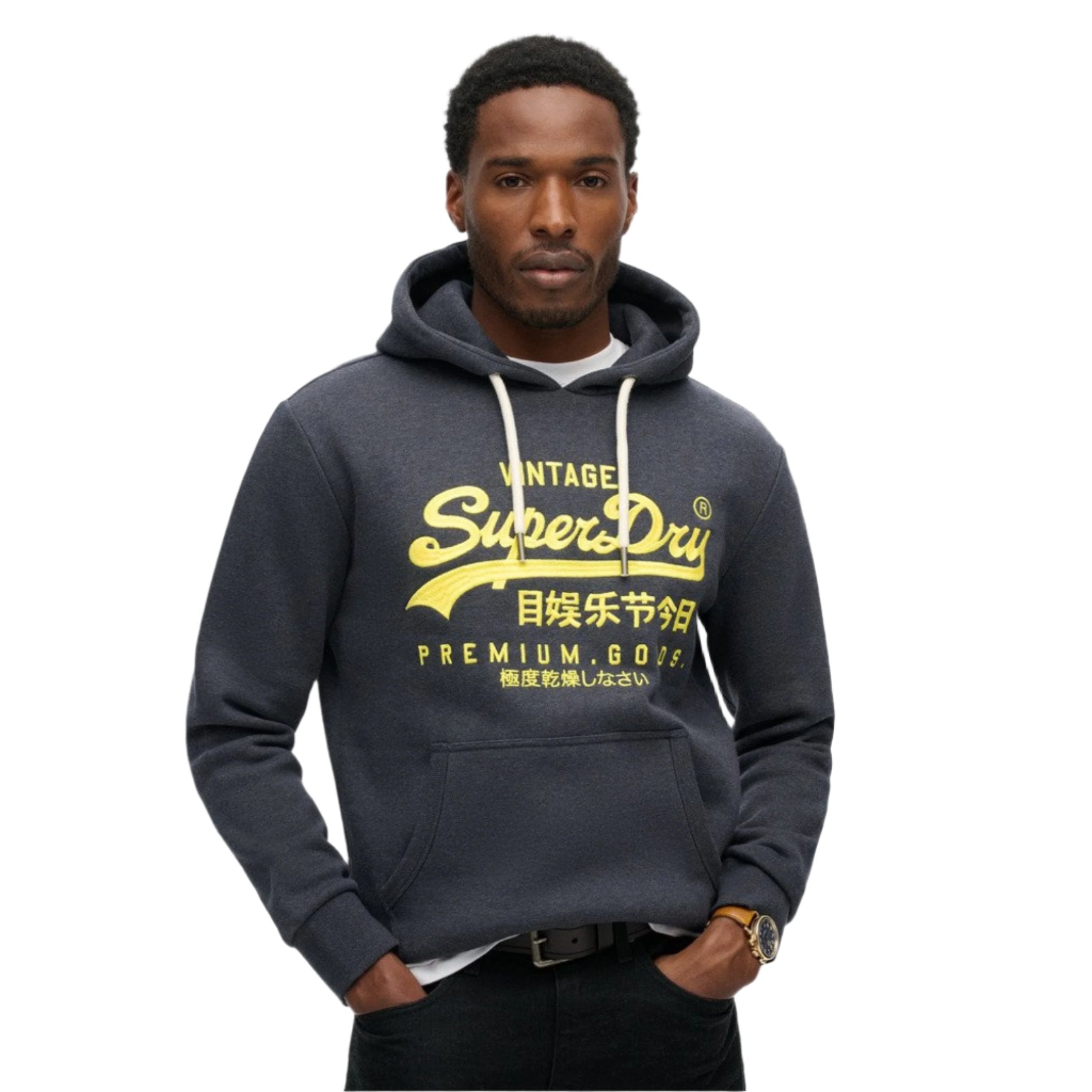 Eclipse Navy Marl Neon Vl Graphic Hoodie