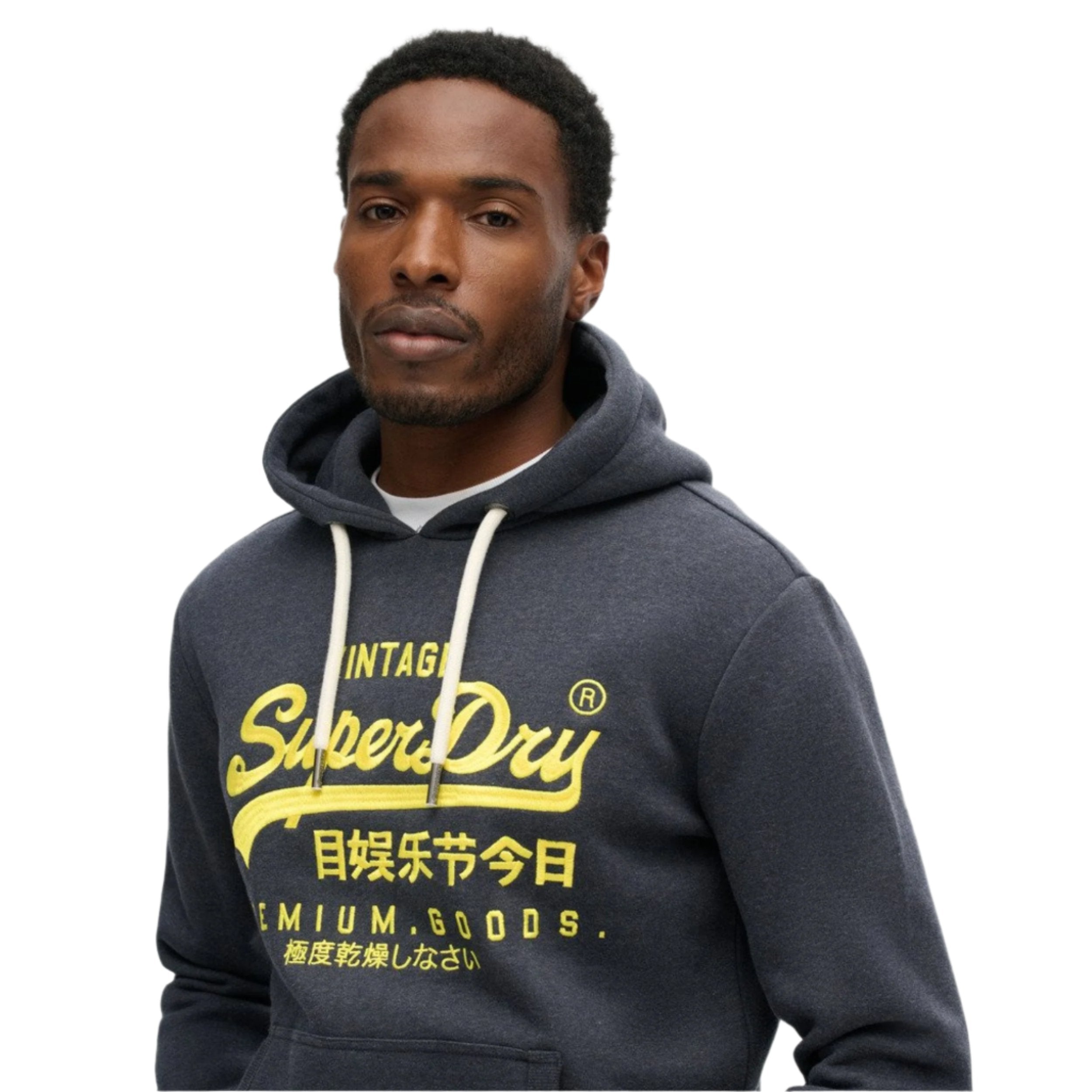 Eclipse Navy Marl Neon Vl Graphic Hoodie