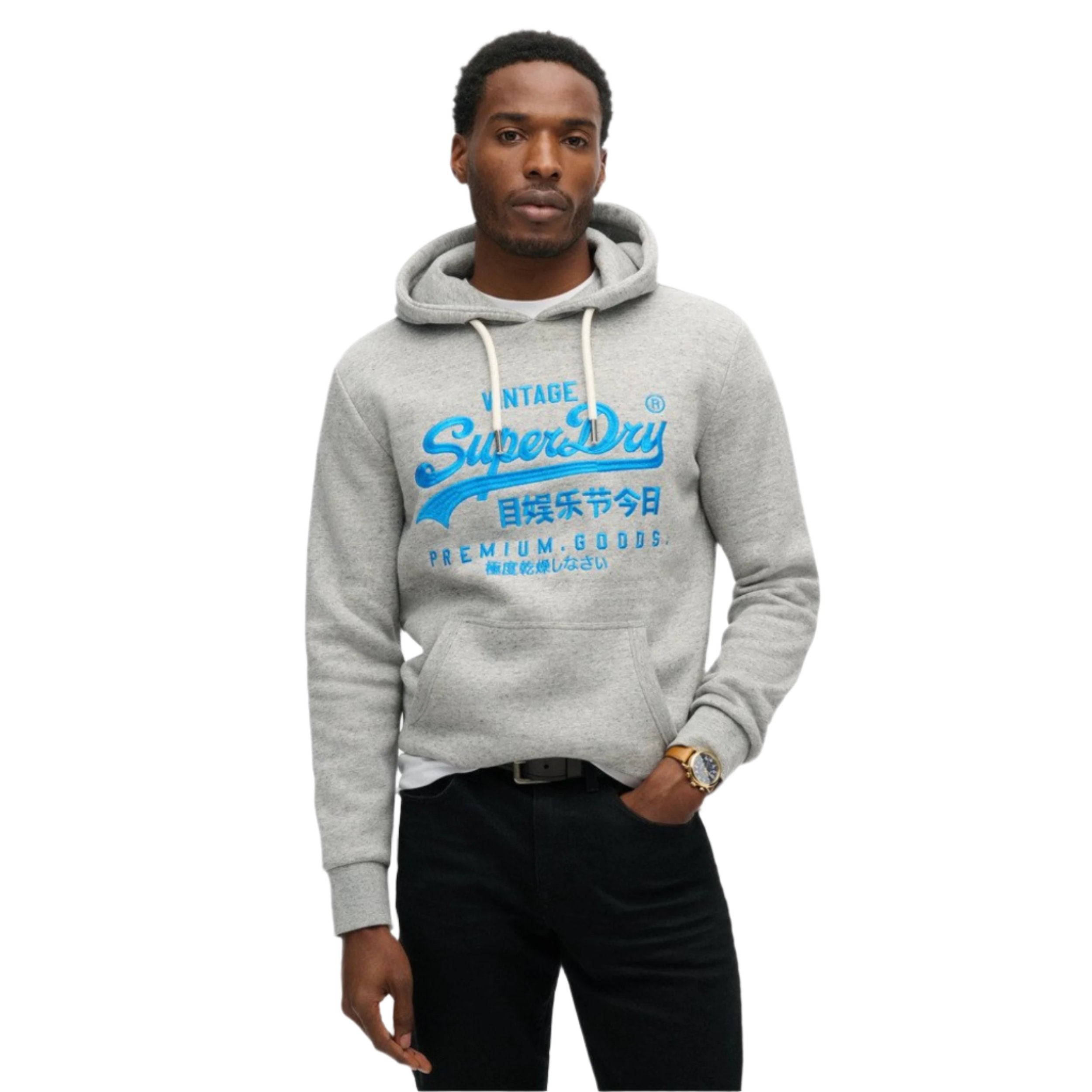 Athletic Grey Marl Neon Vl Graphic Hoodie