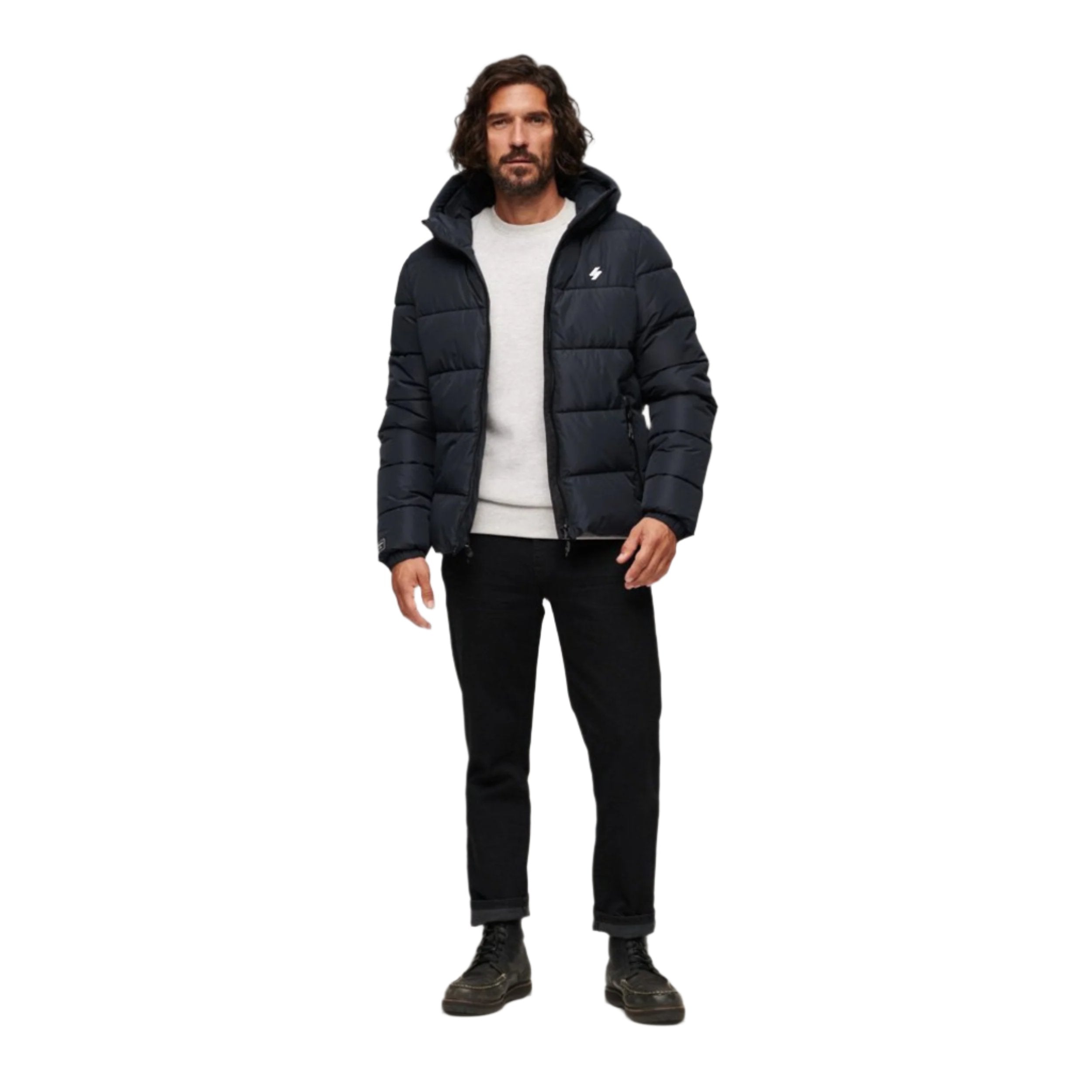 Eclipse Navy Hooded Sports Puffer