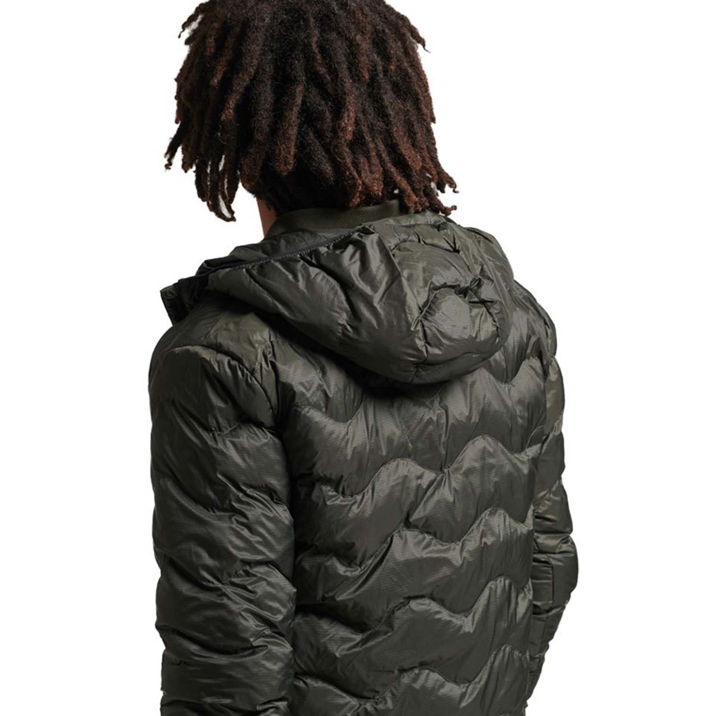 Dark Grey Green Vintage Hooded Mid Layer