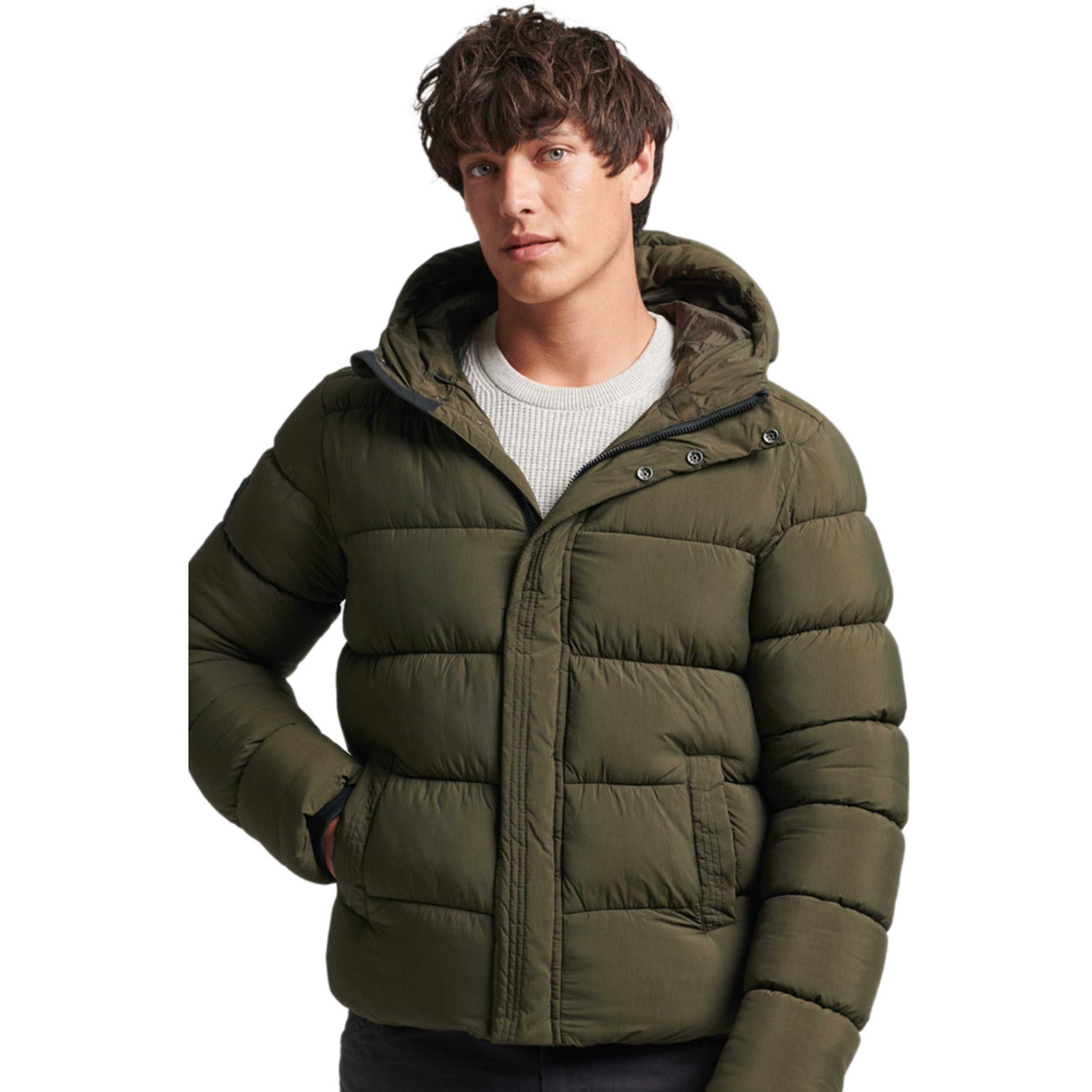 Washed Khaki Code Xpd Sports Puffer Jacket