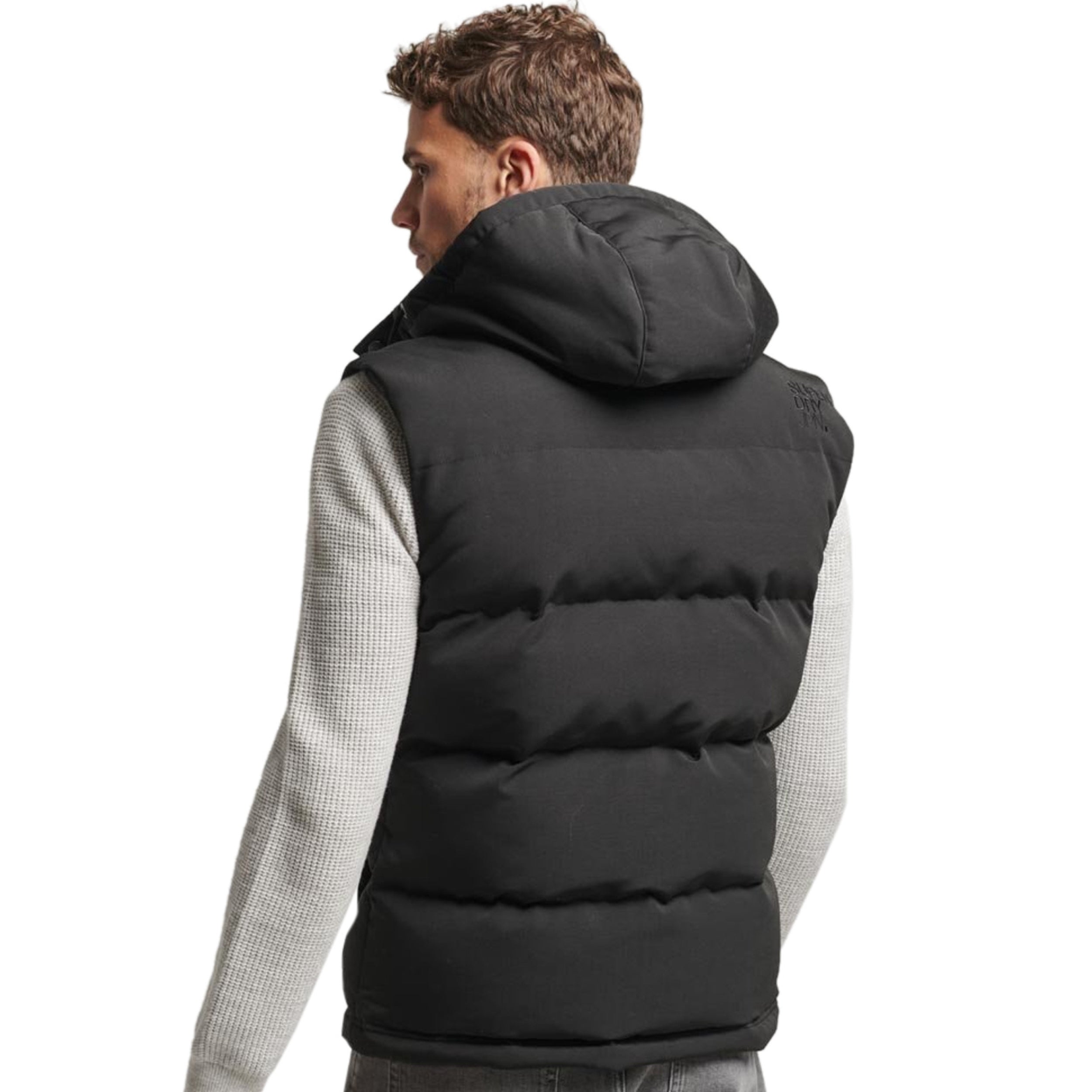 Jet Black Everest Hooded Puffer Gilet