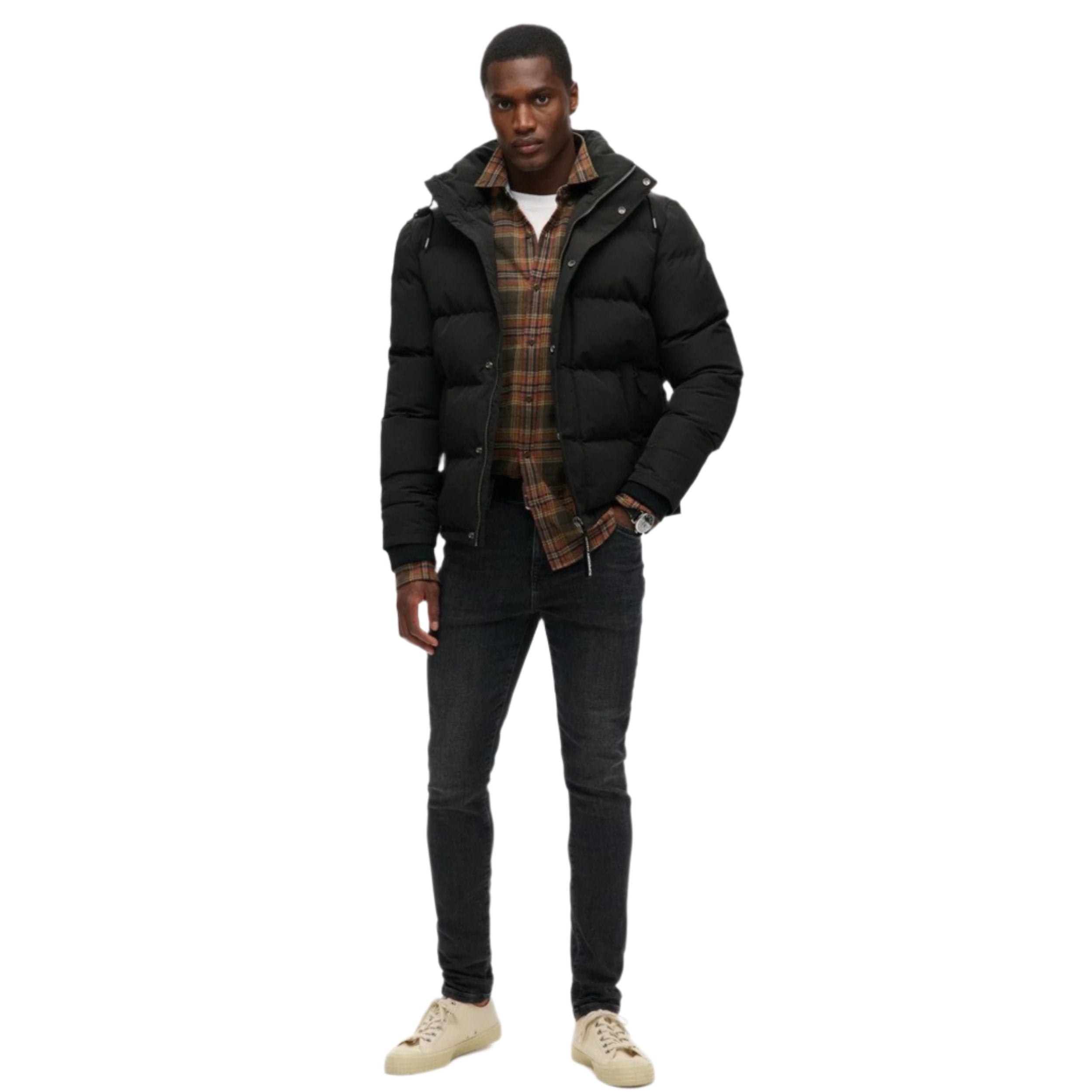 Everest Short Hooded Puffer - Black