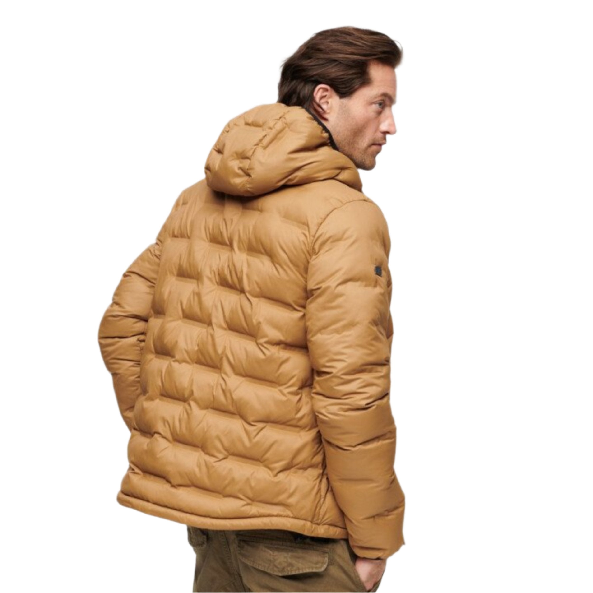 Dark Tobacco Brown Short Quilted Puffer Coat