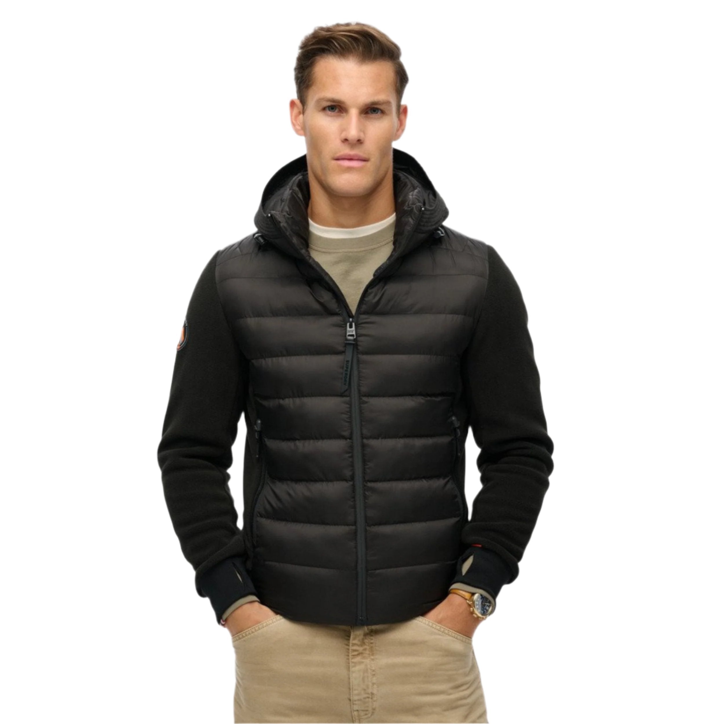 Black Hooded Storm Fleece Bomber