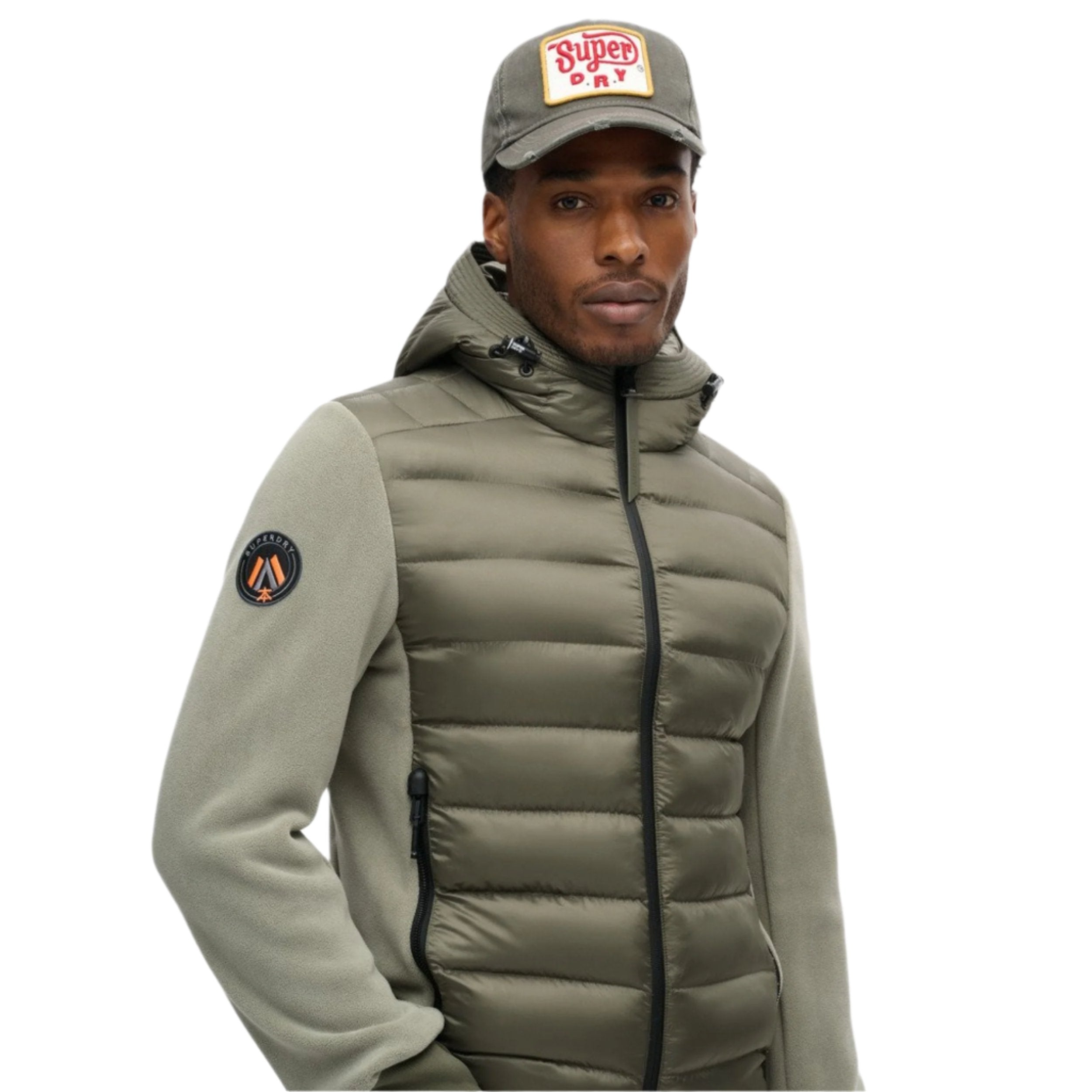 Dusty Olive Green Hooded Storm Fleece Bomber