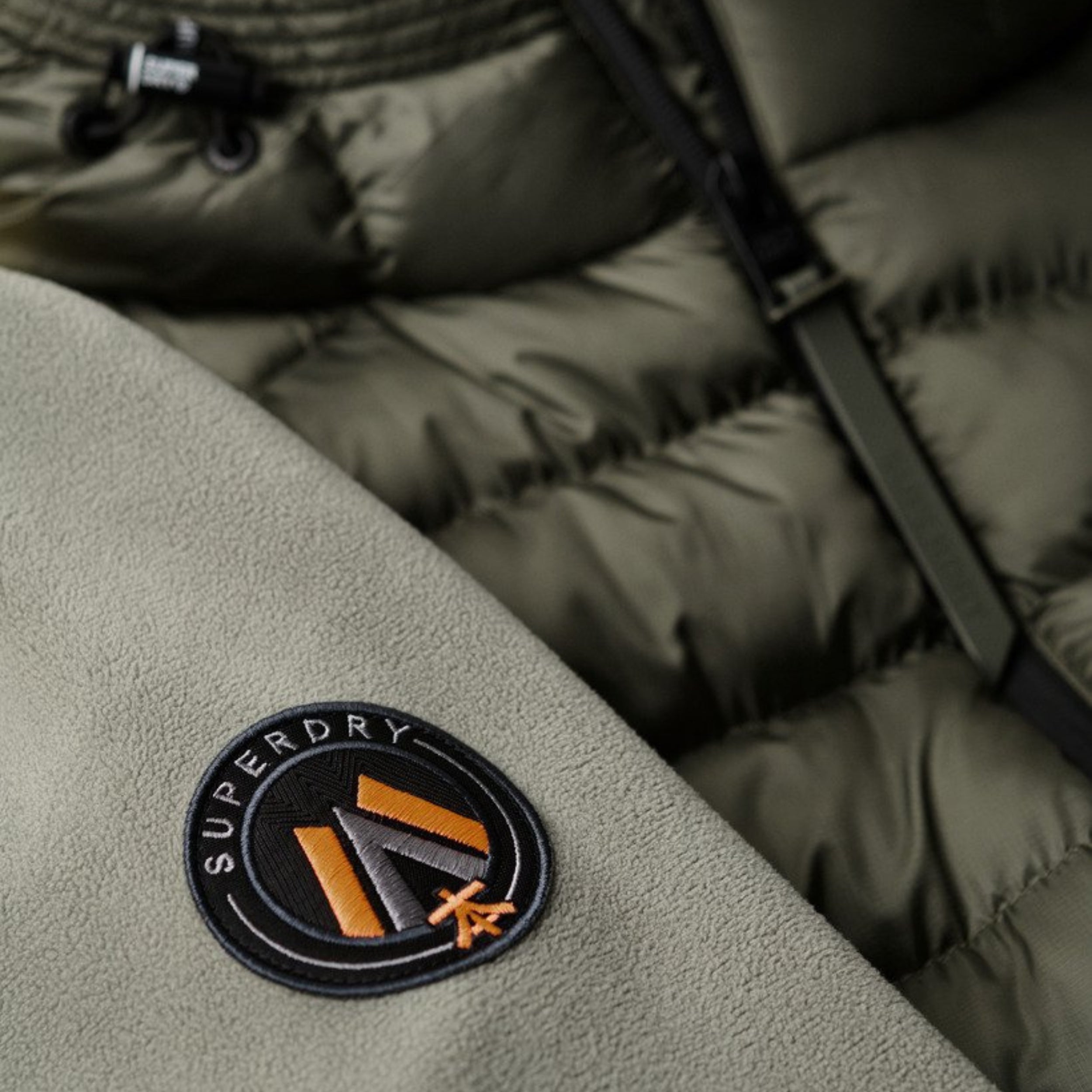 Dusty Olive Green Hooded Storm Fleece Bomber