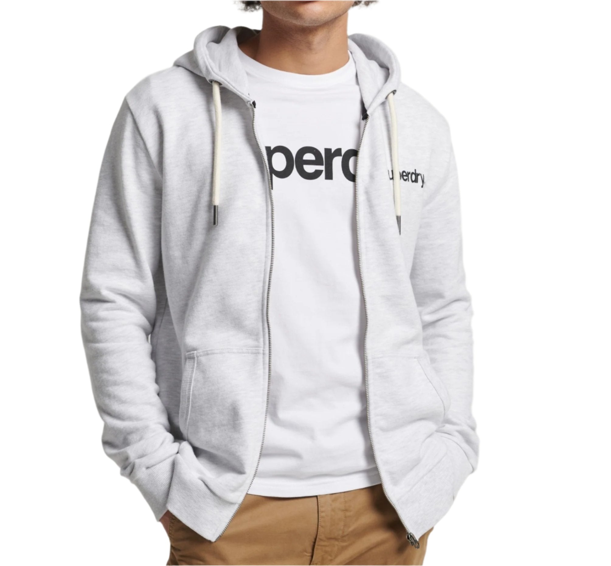 Ice Marl Vintage Core Logo Classic Zip Hoodie