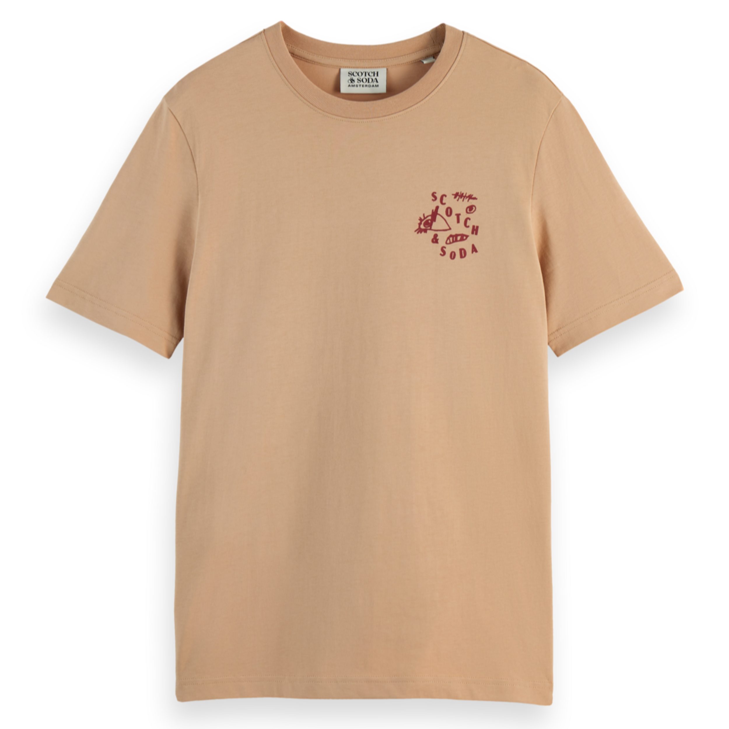 Beige Regular Fit Left Chest Logo T-Shirt