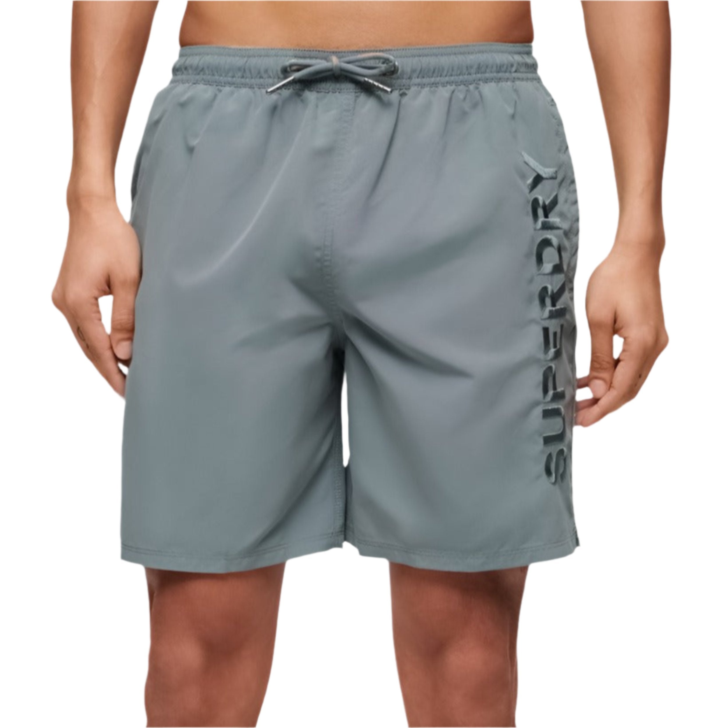 Stormy Weather Grey Premium Emb 17' Swim Short