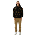 Black/Brown Embro Snap Hoodie